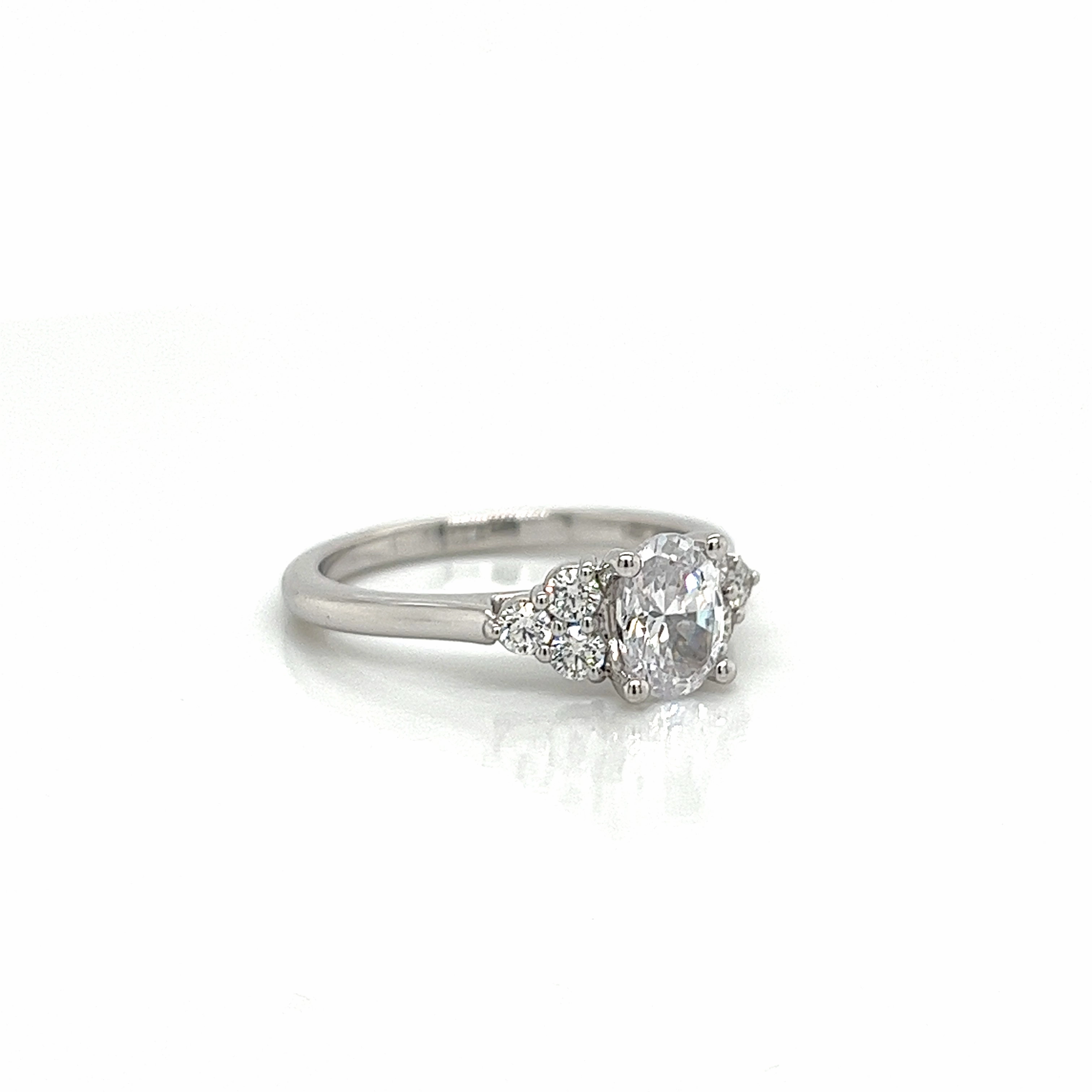 Material Thing Minimalist Mark Oval Center Side Stone Diamond Engagement Ring Setting in 14K White Gold (.28ctw)