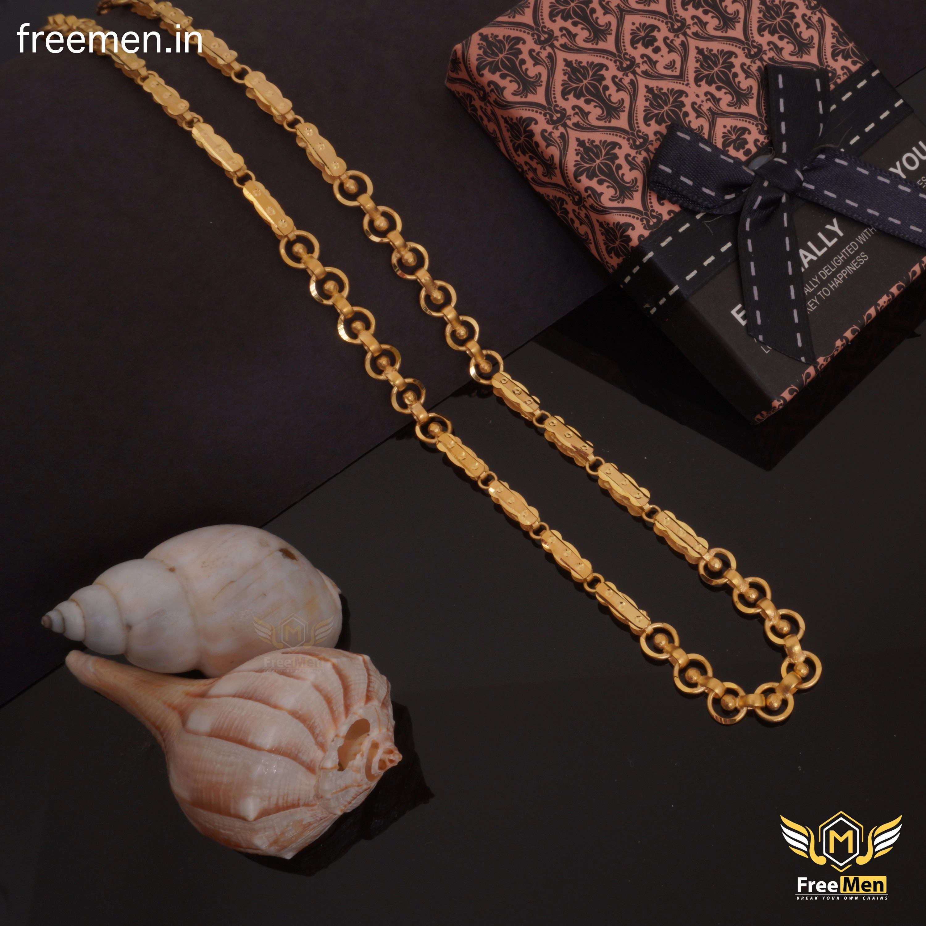 Soft Mood Freemen Glorious Circle Dot Gold Chain for Men - FMG284