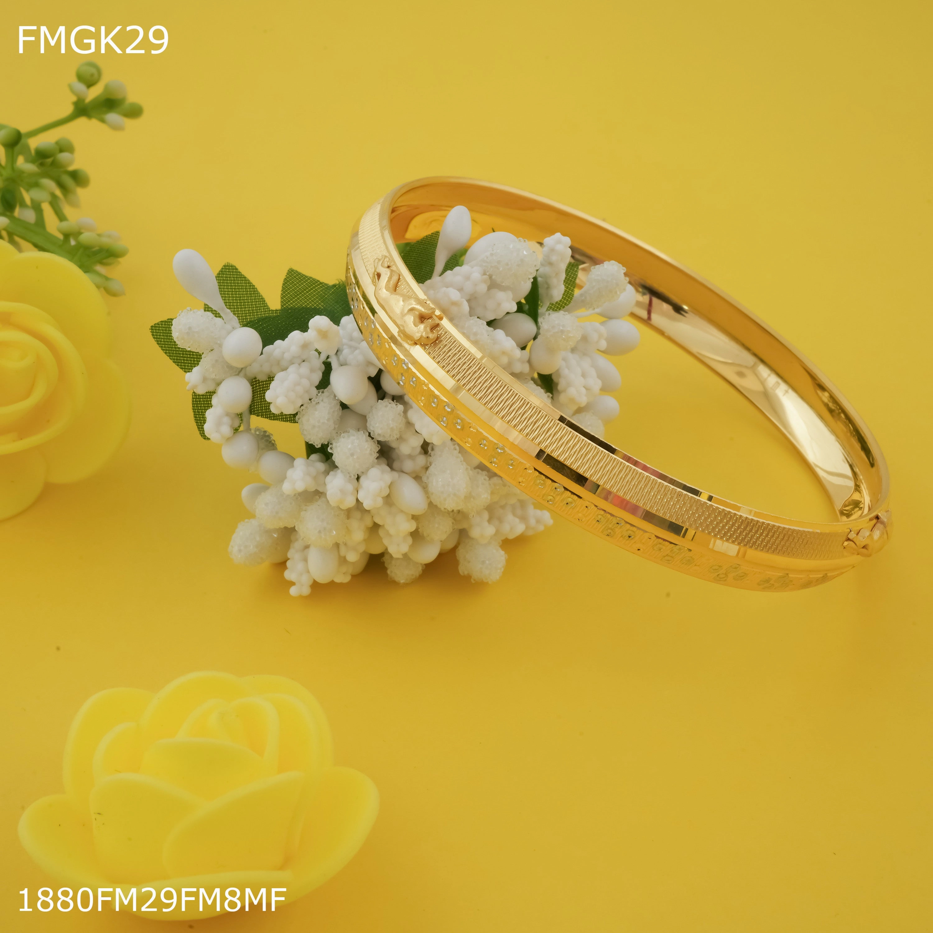 Freemen Jaguar Panjabi gold plated Kada  - FMGK29 Dusk Mood Gifting Vibes