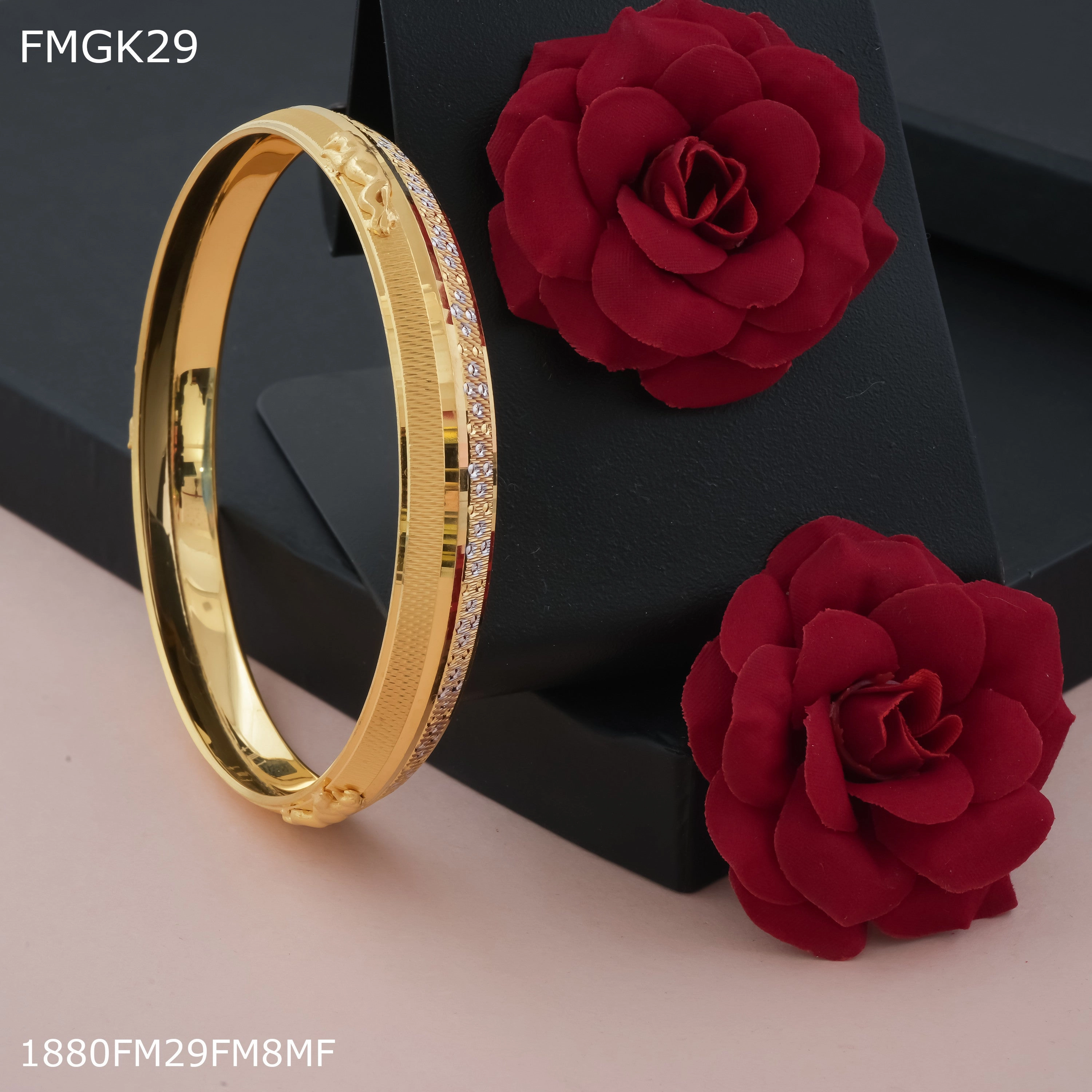 Freemen Jaguar Panjabi gold plated Kada  - FMGK29 Neutral palette