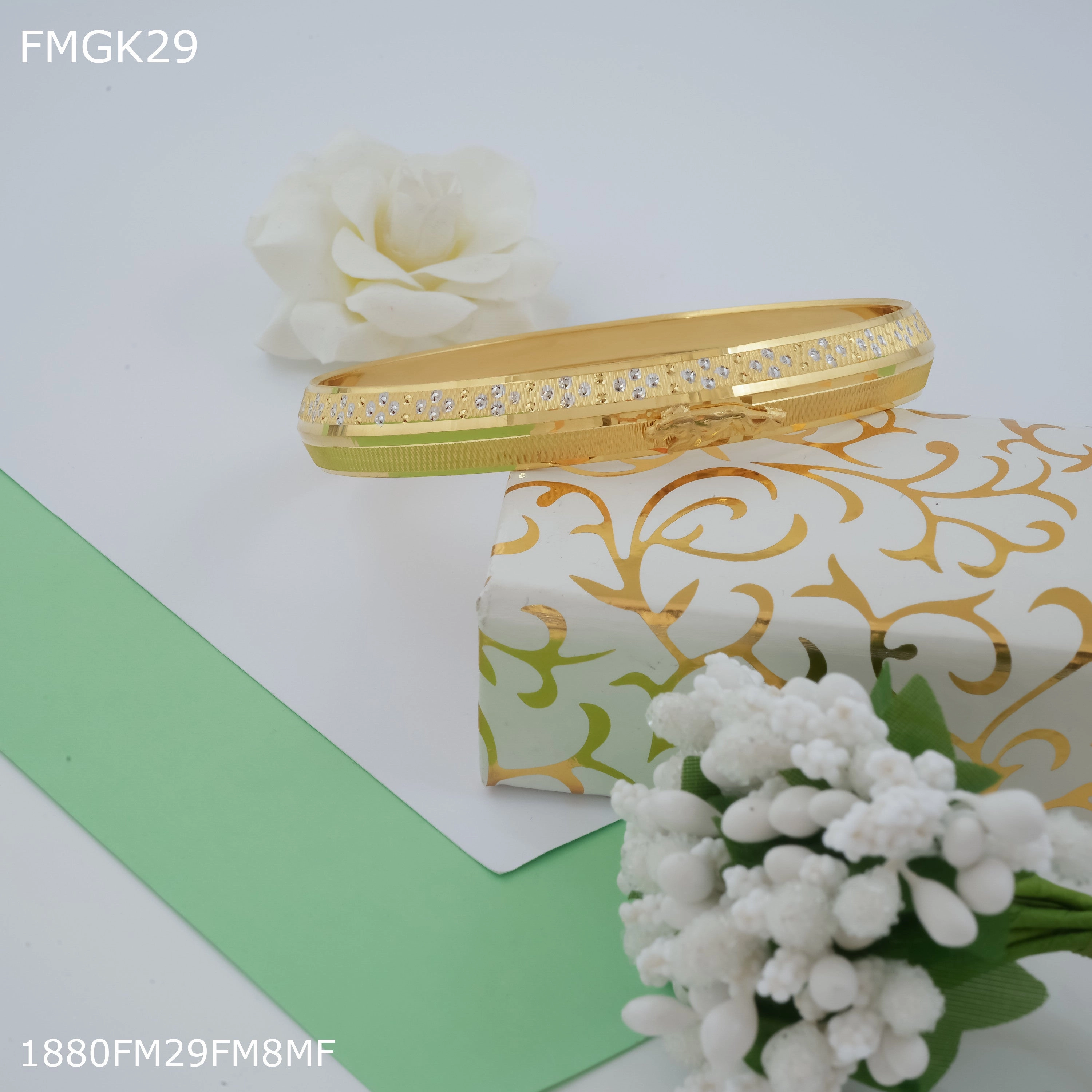 Freemen Jaguar Panjabi gold plated Kada  - FMGK29 Polished Shine