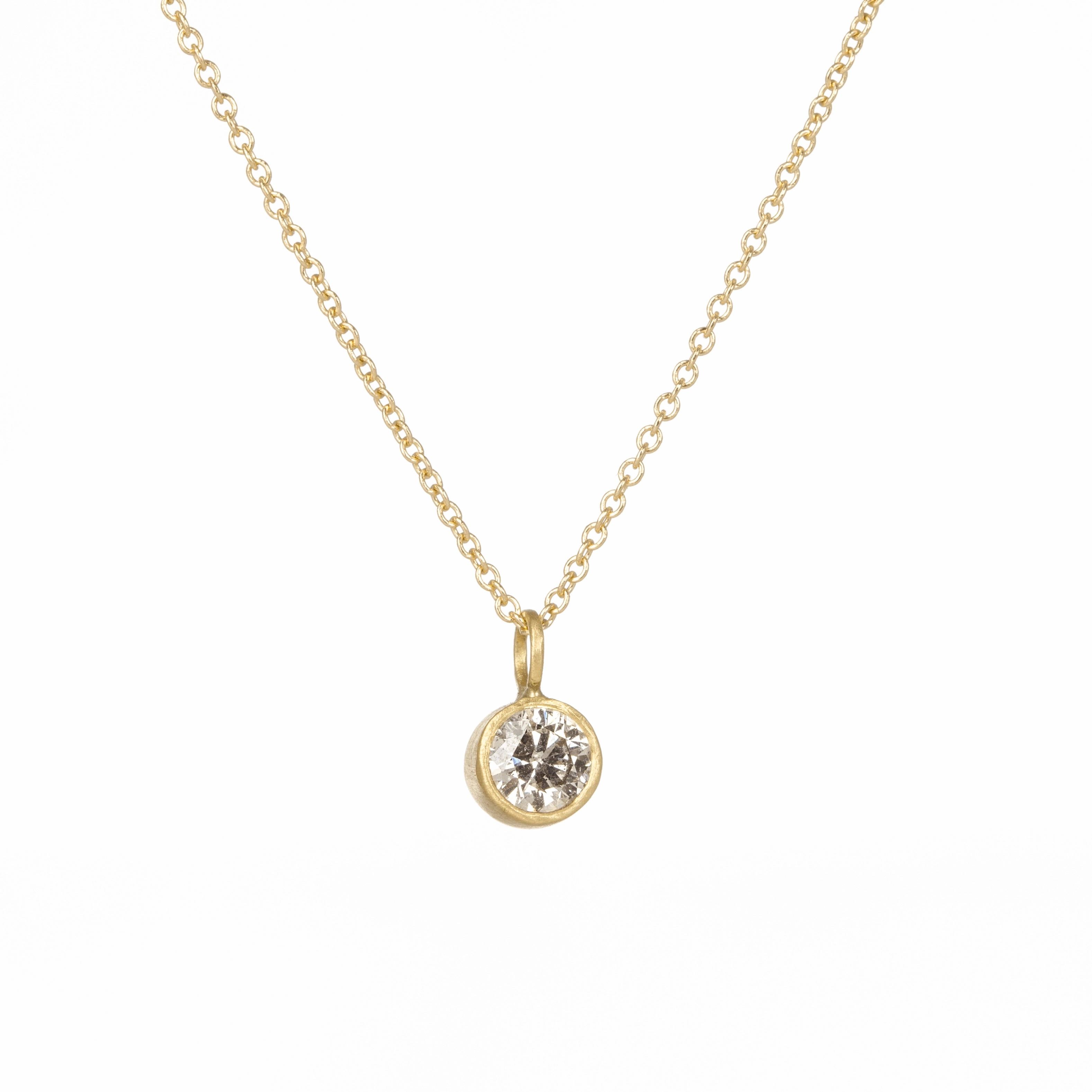 Timeless Solitaire Necklace - 18k/14k Gold   .4 ctw Reclaimed Diamond Delicate Flash