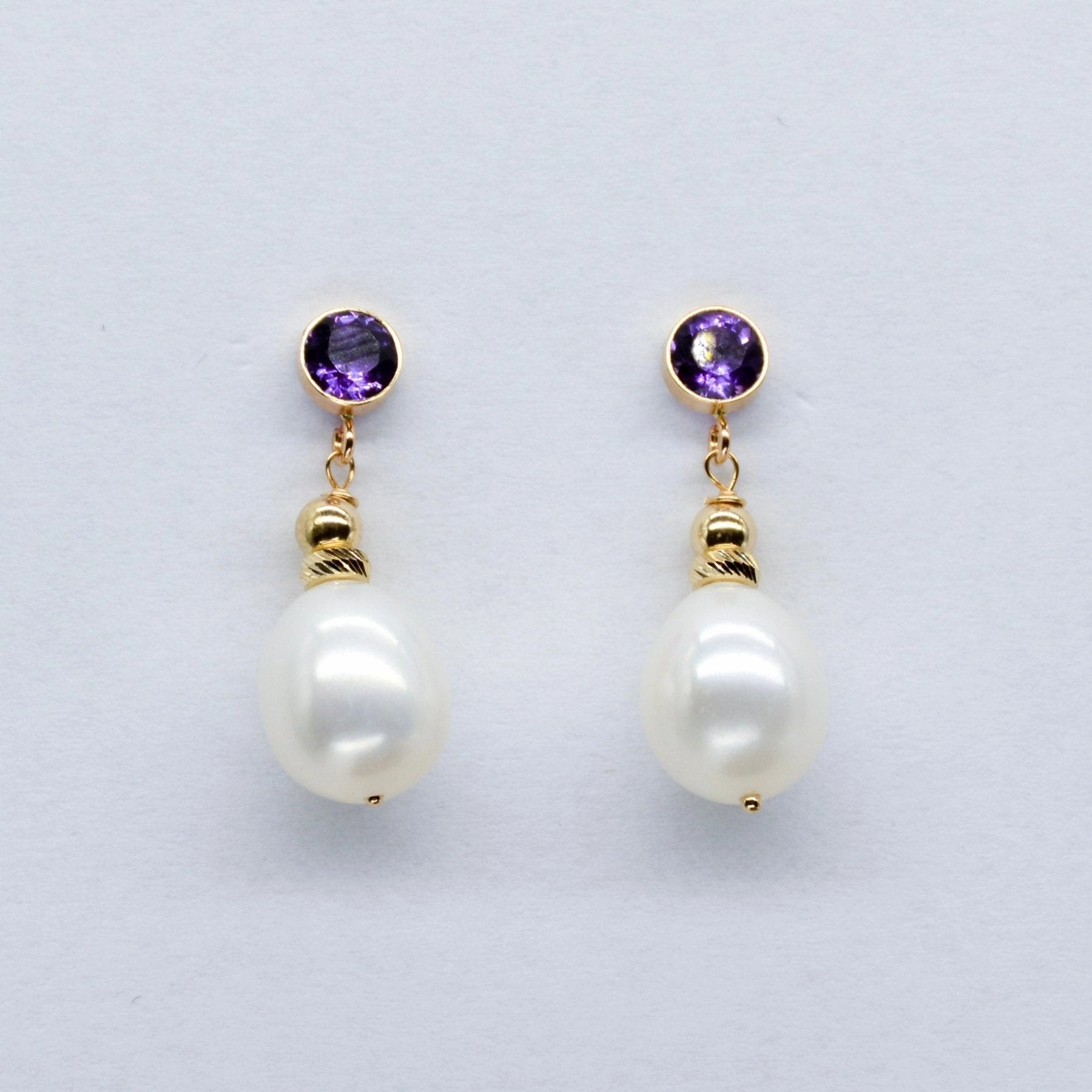 '100 Ways' Amethyst & Pearl Drop Earrings | 3.50ctw, 0.40ctw | Handmade Beauty Cozy Glam