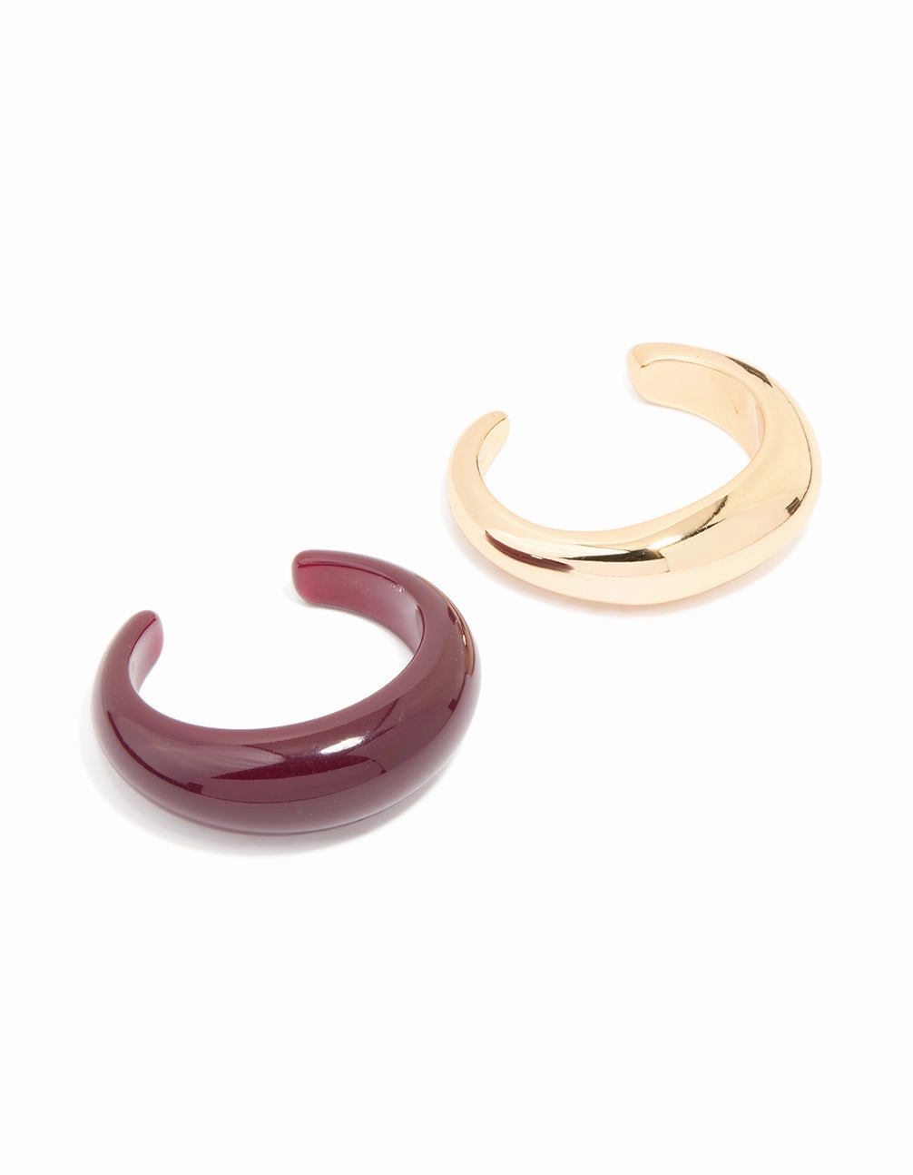 Gold & Dark Red Acrylic Bubble Wrist Cuffs 2-Pack Delicate Flash Exquisite Edge