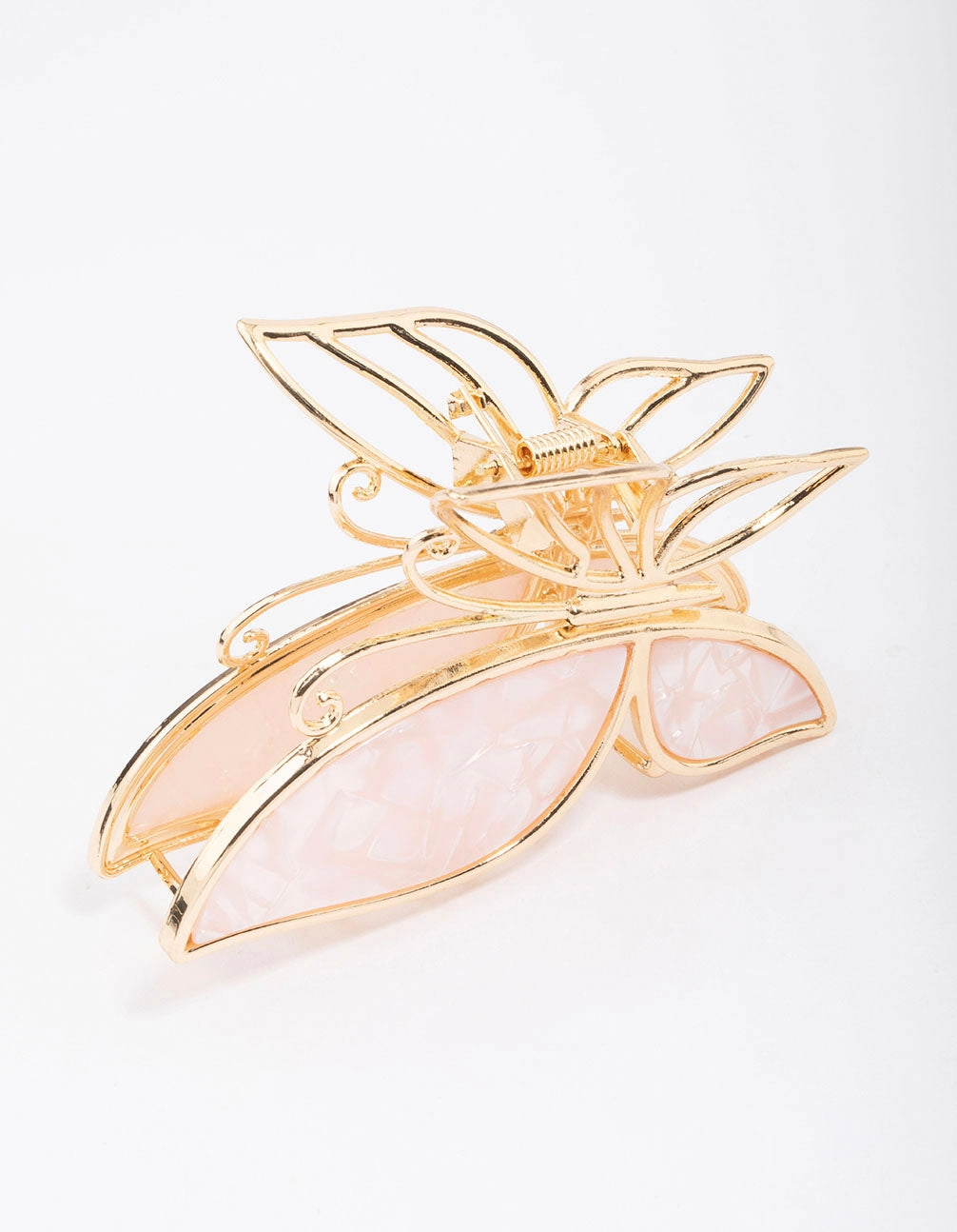 Bright Sparkle Gold Butterfly Acrylic Hair Claw Clip