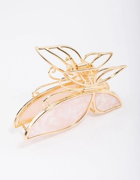 Bright Sparkle Gold Butterfly Acrylic Hair Claw Clip