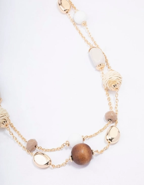 Gold Double Chain Beaded Necklace Gift Moment