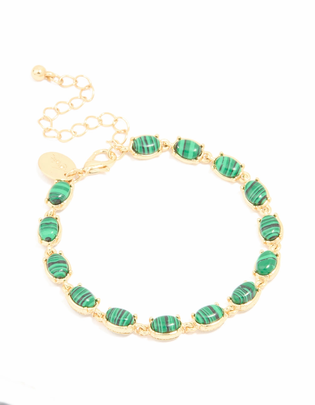 Creative Match Modern Touch Gold Plated Emerald Semi Precious Stone Oval Bracelet
