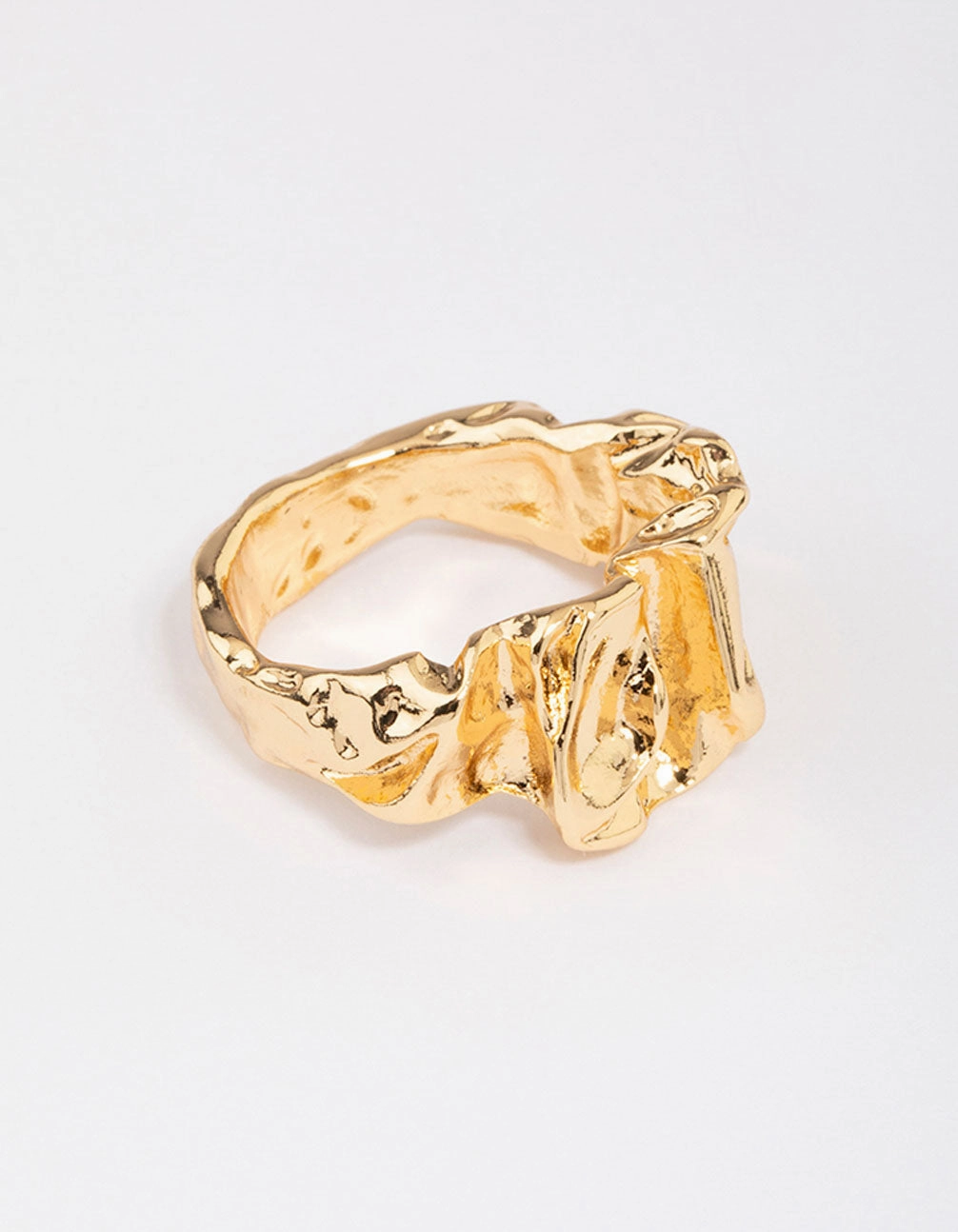 Gold Plated Melted Metal Band Ring Sophisticated Jewelry Pieces