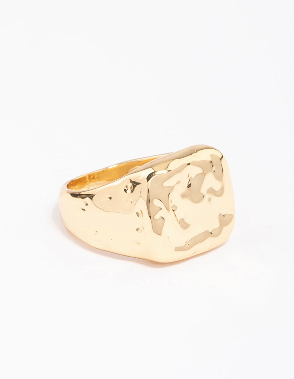 Soft Features Sophisticated Spark Gold Plated Molten Signet Ring