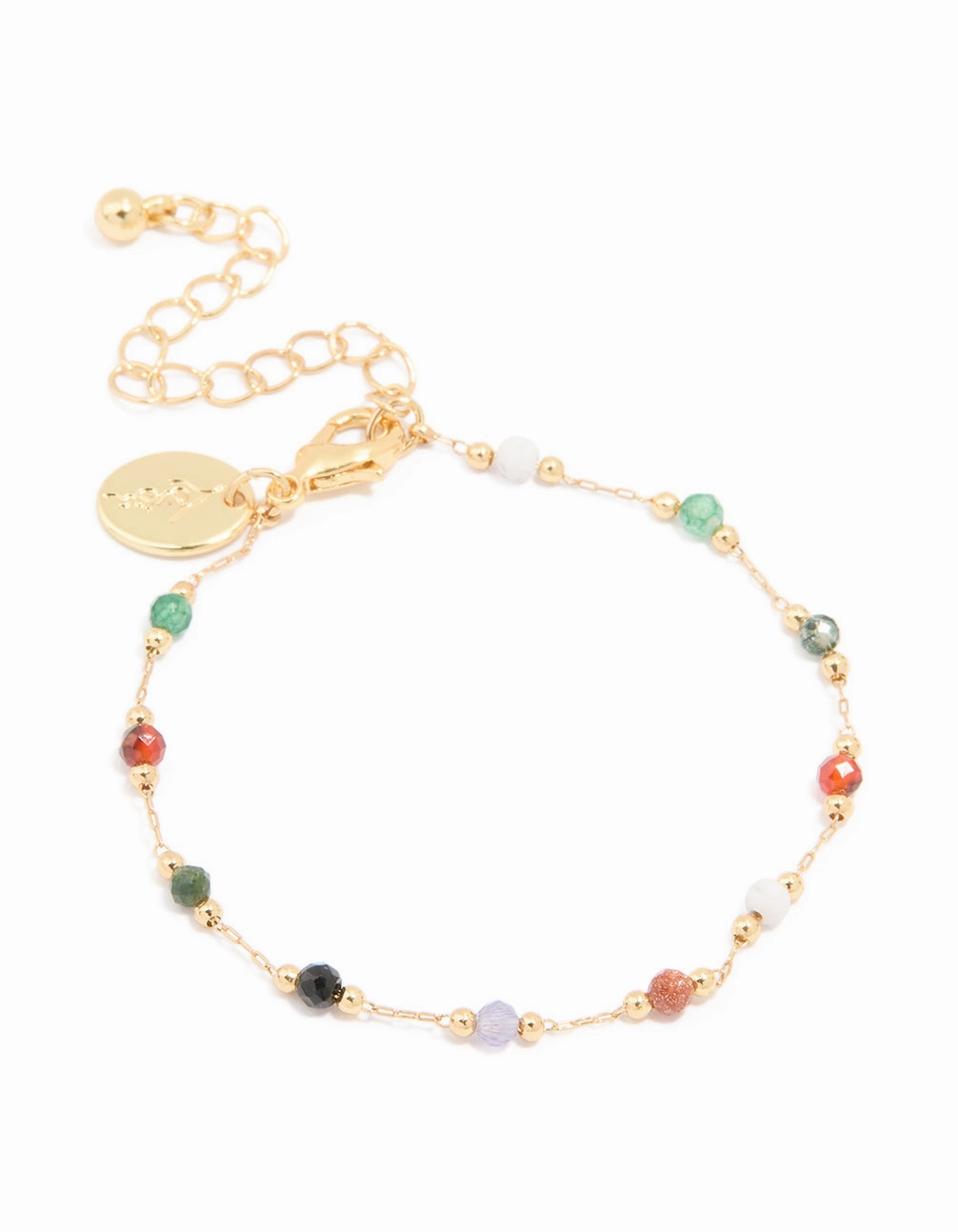 Statement Feature Cozy Layers Gold Plated Multicoloured Semi Precious Stone Beaded Bracelet