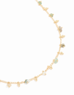 Luxe style Glam Focus Gold Plated Multicoloured Semi Precious Stone Droplet Necklace