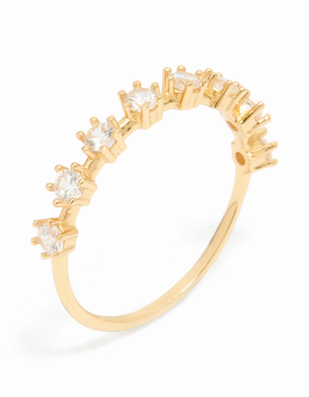 Muted Style Gold Plated Sterling Silver Cubic Zirconia Half Eternity Ring