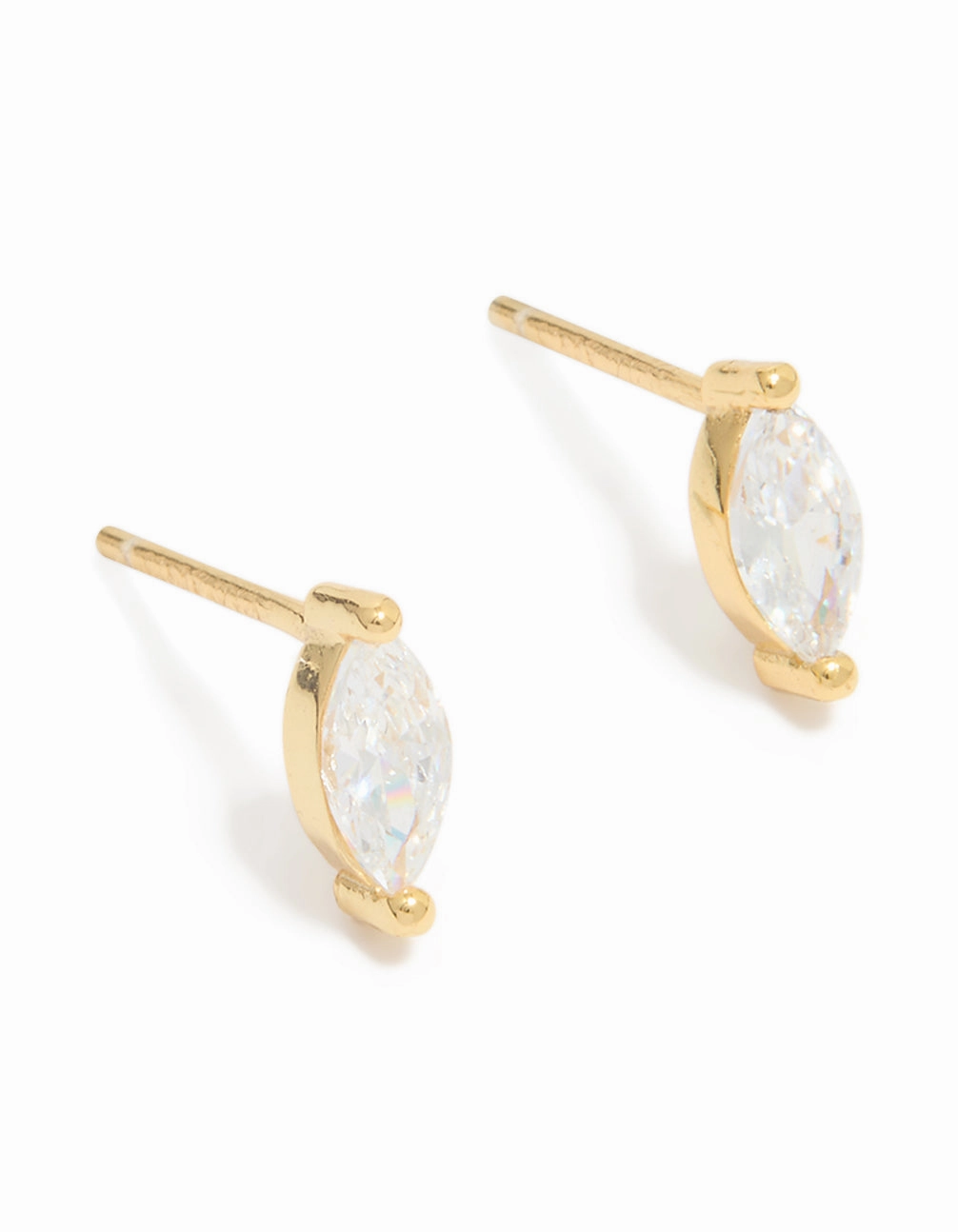 Gold Plated Sterling Silver Cubic Zirconia Marquise Earrings Charming Accent Daily Collection