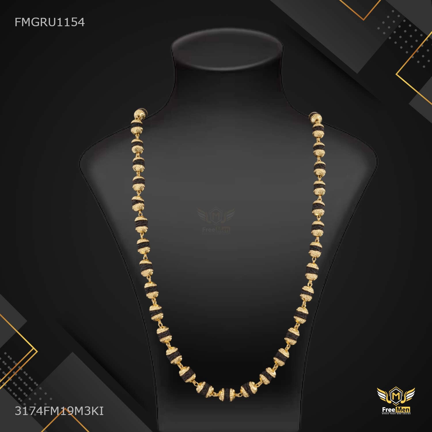 Trendy Layer Golden Cap Designer Rudraksha mala For Men - FMGRU1154