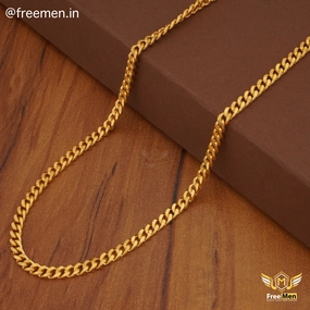 Timeless Jewelry Freemen Modish Long Traditional link Gold Plated Chain - FMGC33
