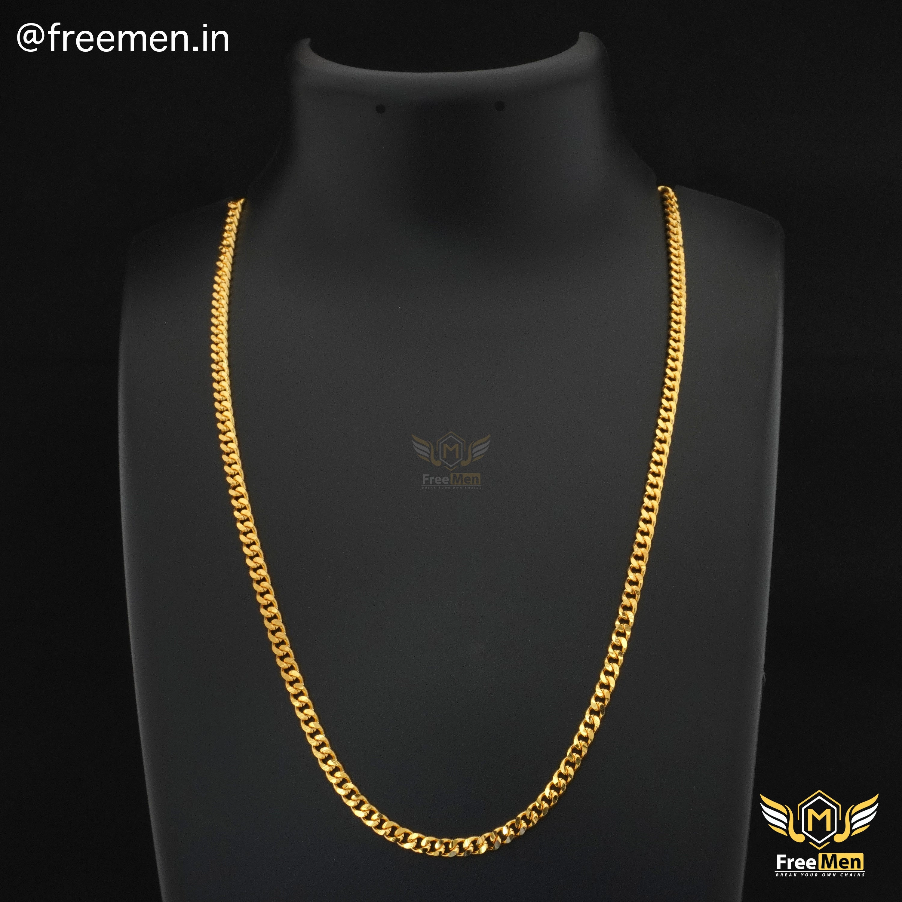 Polished Flow Freemen Modish Long Traditional link Gold Plated Chain - FMGC33
