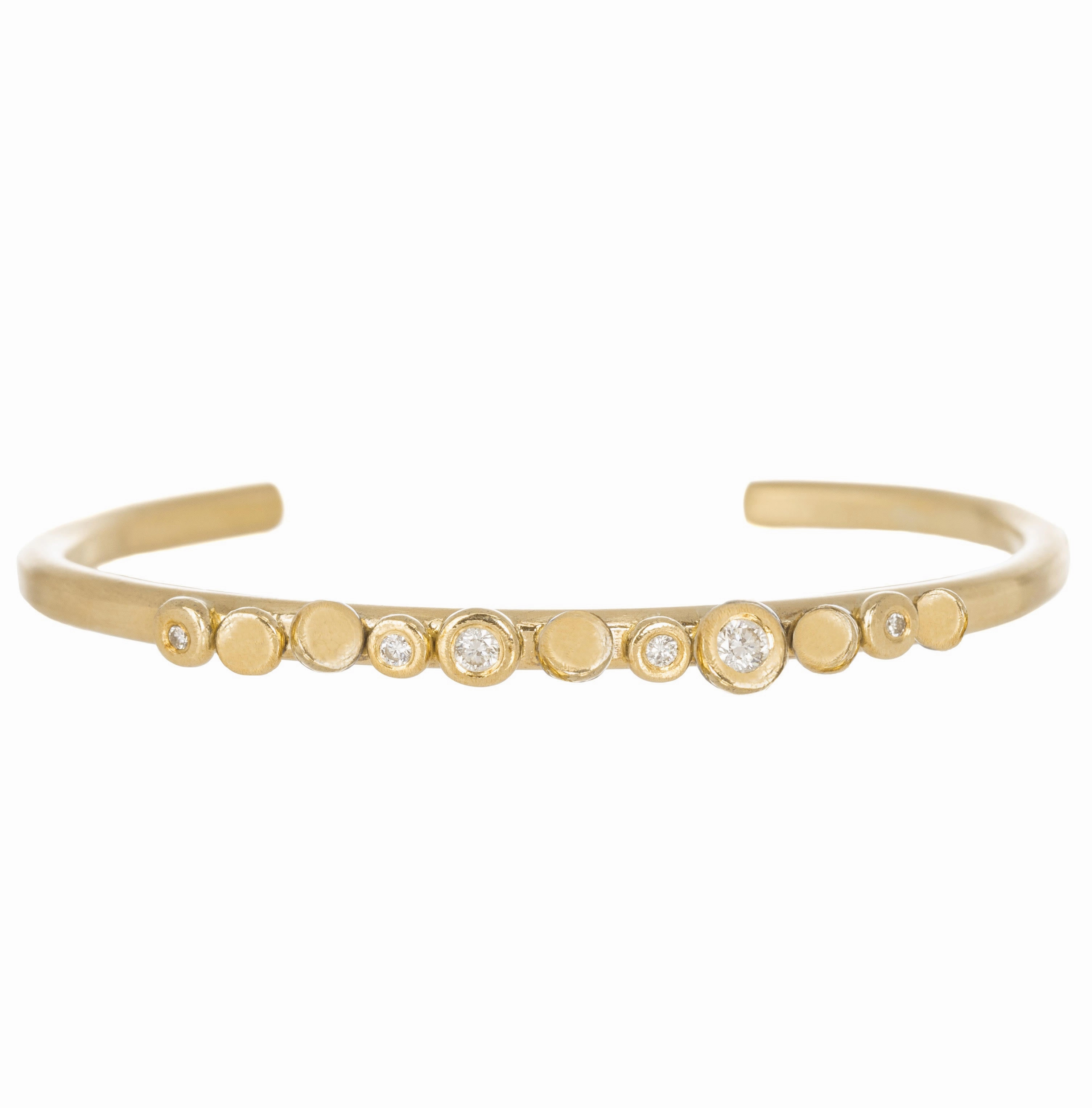 Shiny Pop Minimal Highlight Golden In Bloom Stacking Skinny Cuff - 22ky, 18ky   VS Diamonds