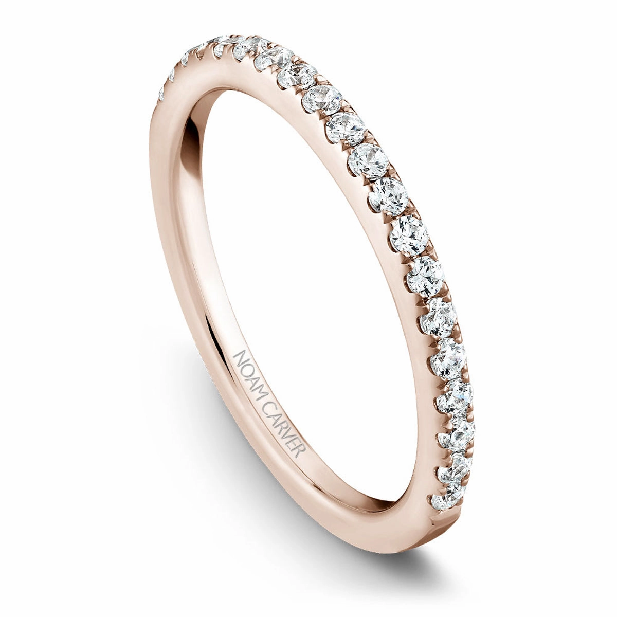 Noam Carver Thin Diamond Wedding Band in Rose Gold Vivid Present
