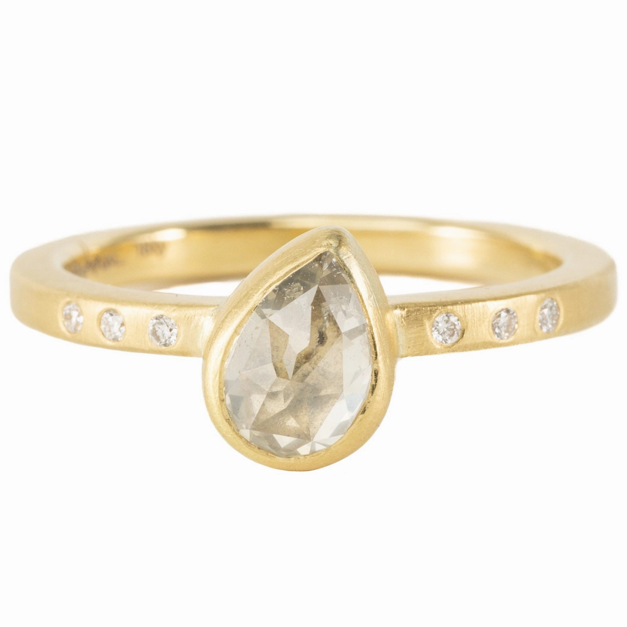 Fall Mood Fresh Elements OOAK Pear Shaped Moonfire Diamond Ring   VS Accents - 18k Gold   Diamonds