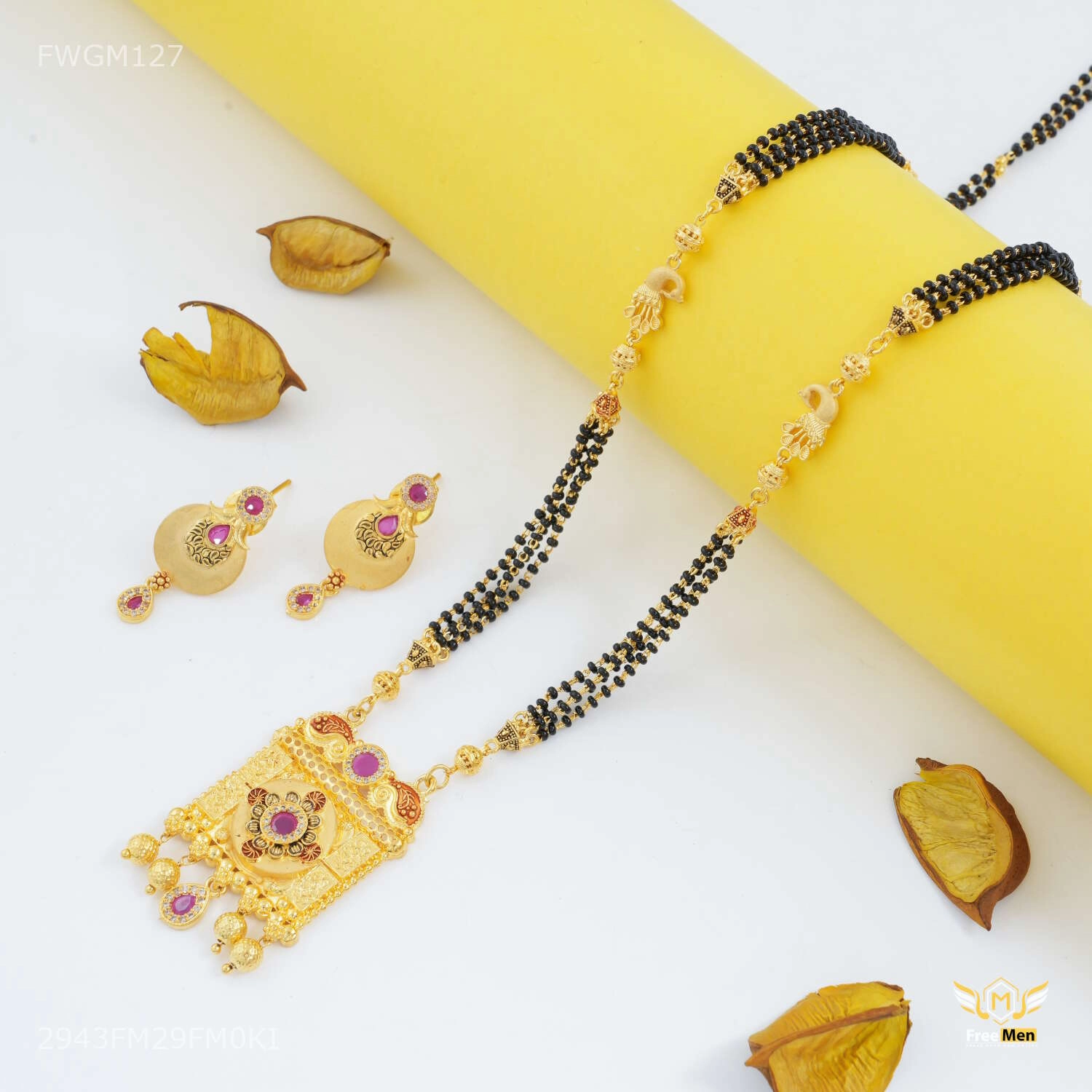 Peacock AD mangalsutra and Earing for women - FWGM127 Beach Vibes