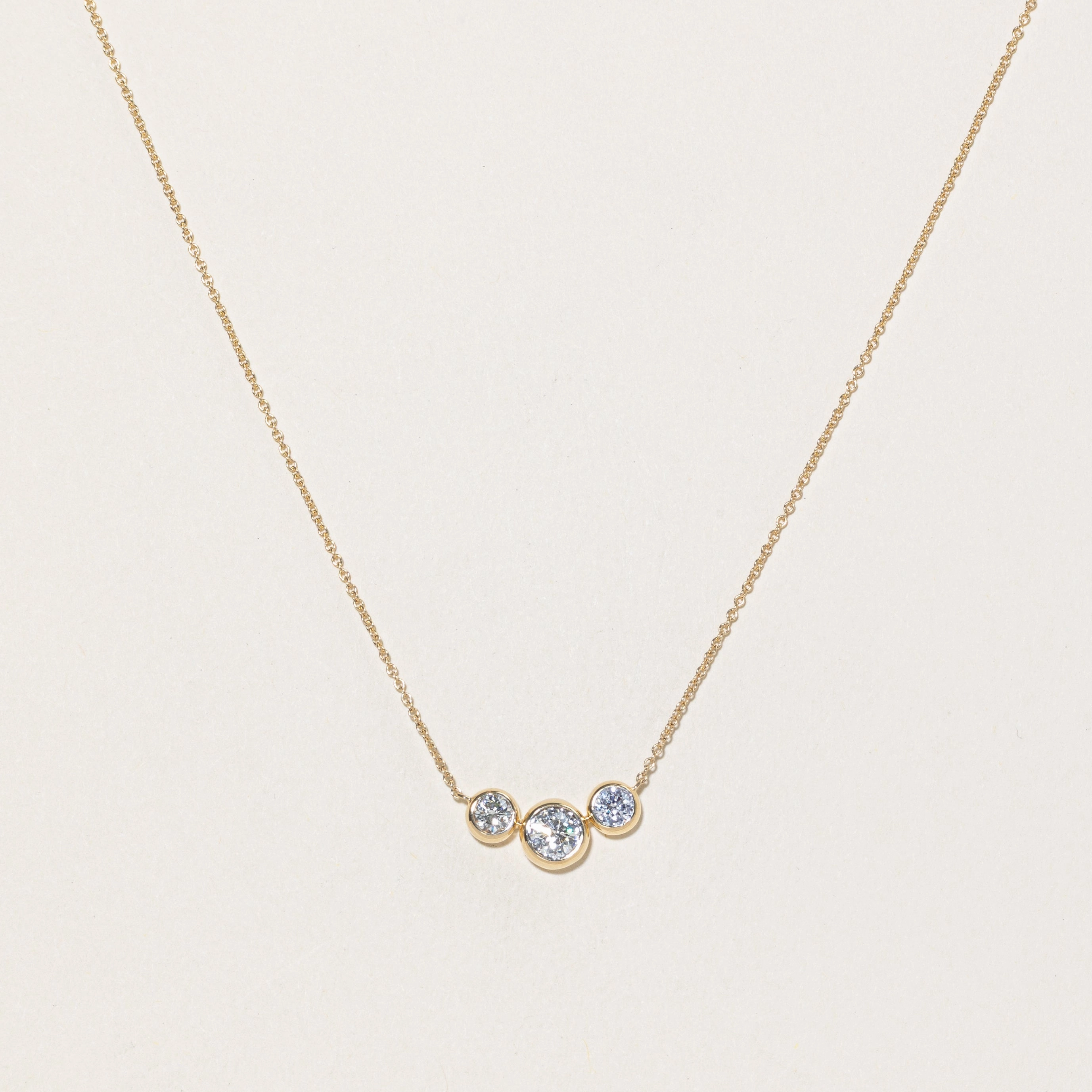 Daily Detail '100 Ways' Three Stone Diamond Cable Link Fixed Pendant Necklace | 0.75ct | 17"