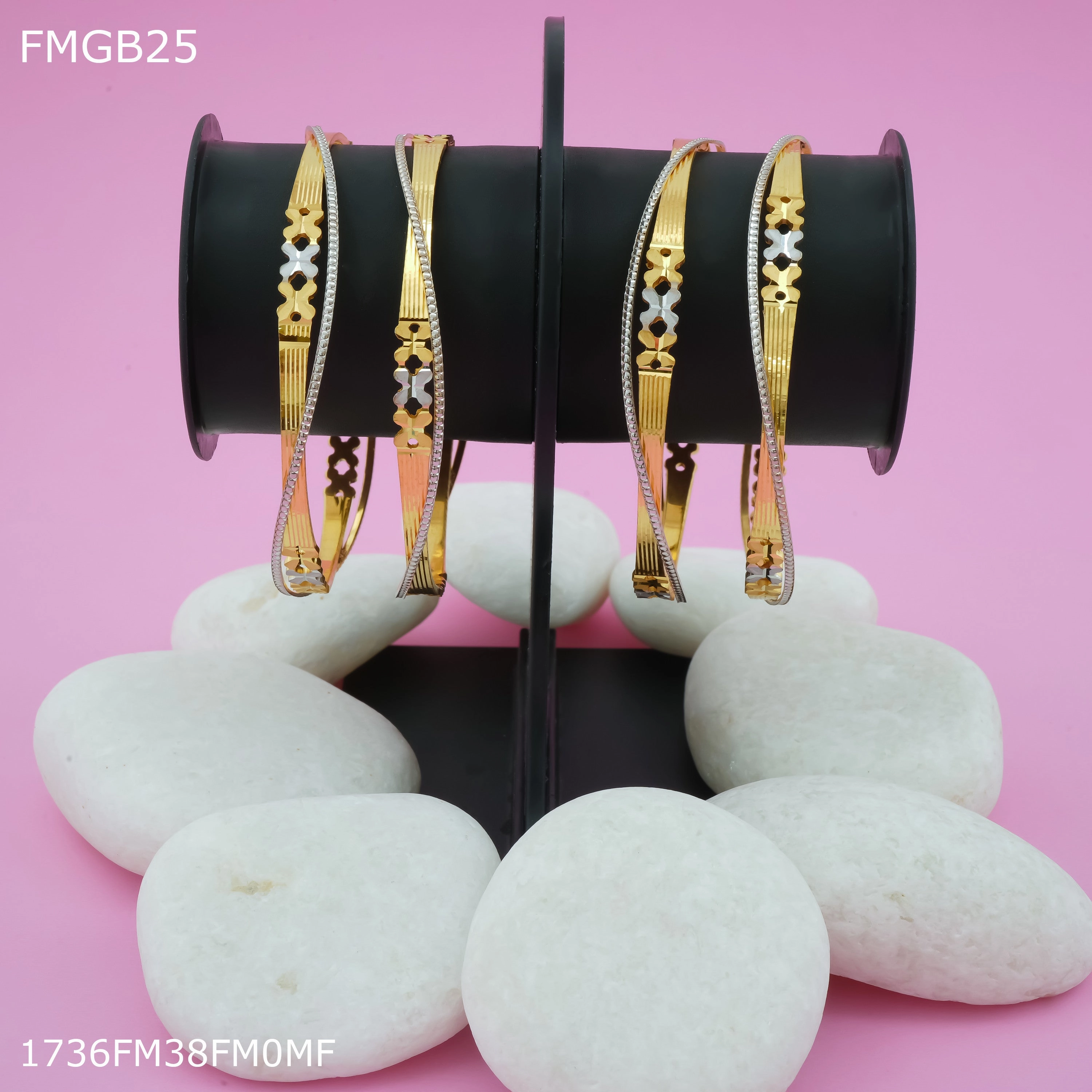 Freemen 1mg laser cut rhodium Bangles For Women - FWGB025 Gloss Accent Glam Vibe