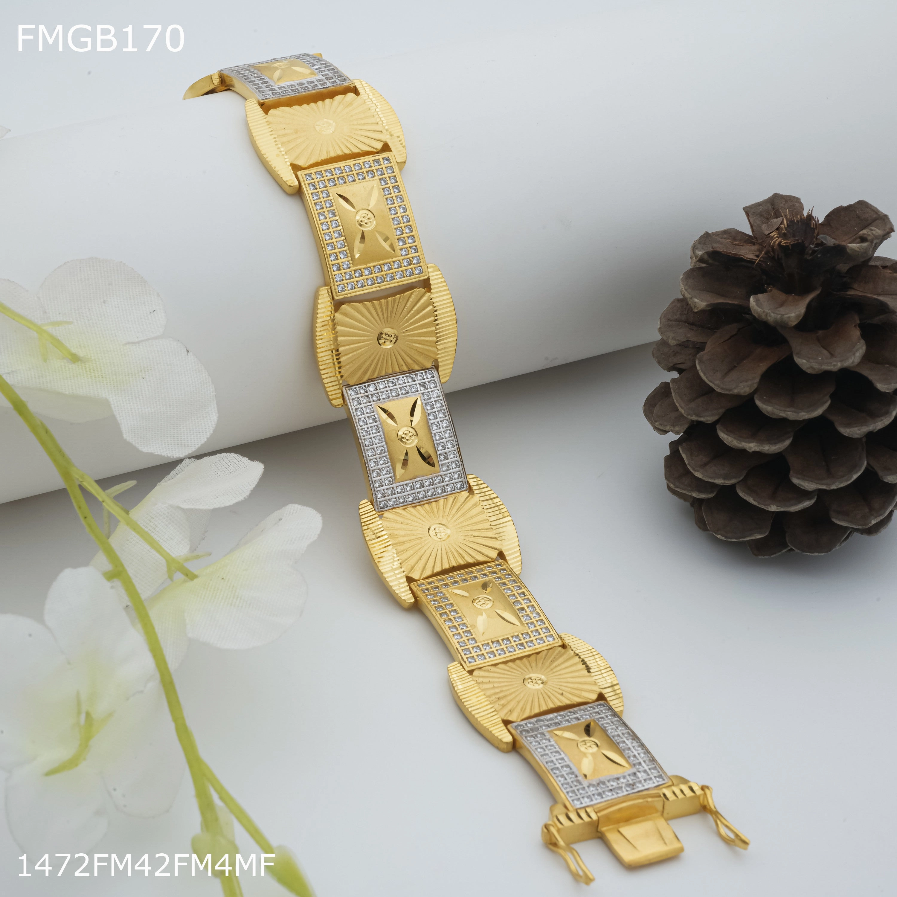 Freemen Sun shine gold  plated bracelet for Men - FMGB170 Signature Charm