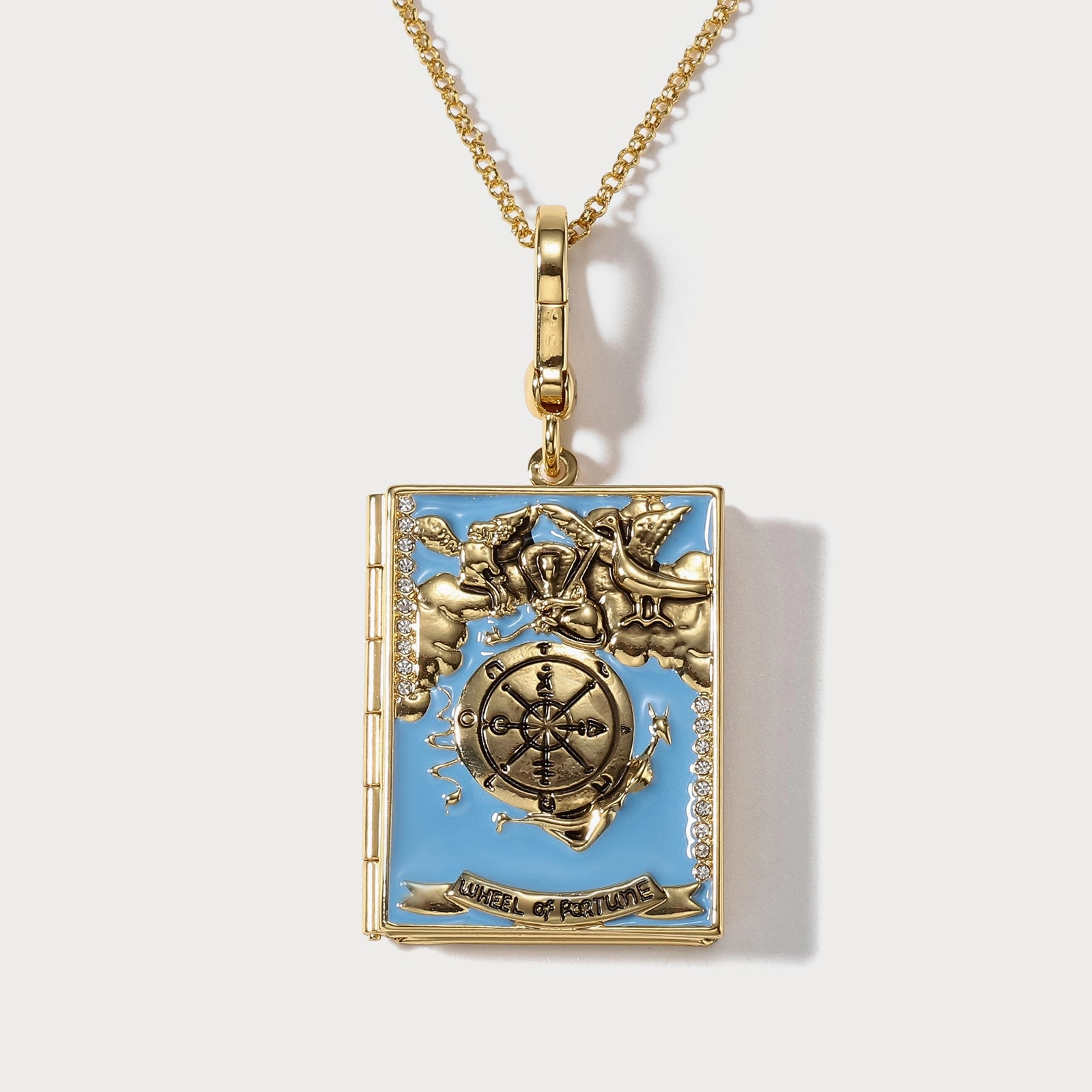 Urban Fashion Tarot Locket Necklace-Wheel Of Fortune