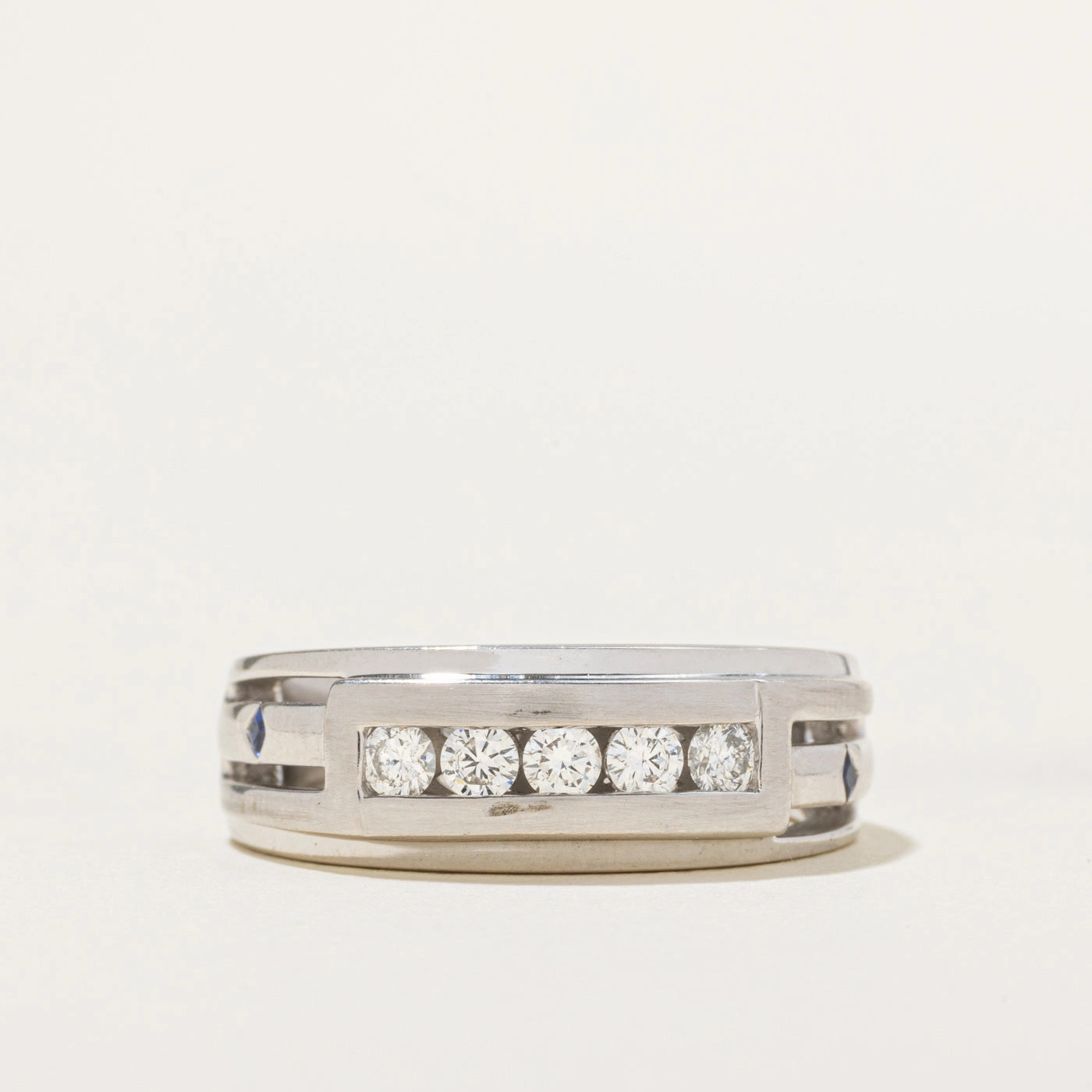 'Vera Wang' Love Channel Set Diamond & Sapphire Band | 0.40ctw, 0.05ctw | SZ 10.25 Chic Gift