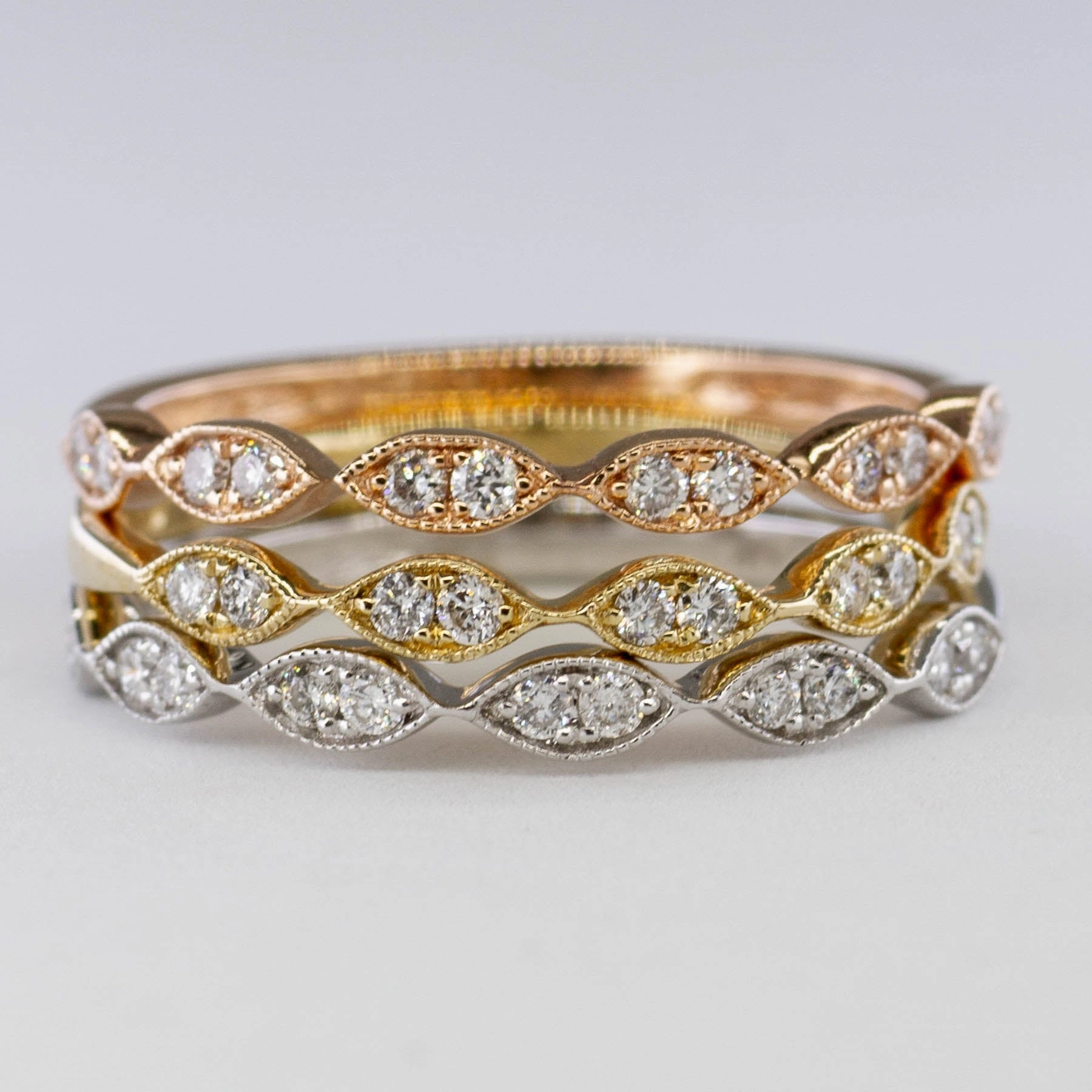 '100 Ways' Art Deco Inspired Wedding Bands | Options Available | 0.15ctw | Effortless Finish Fashion Touch