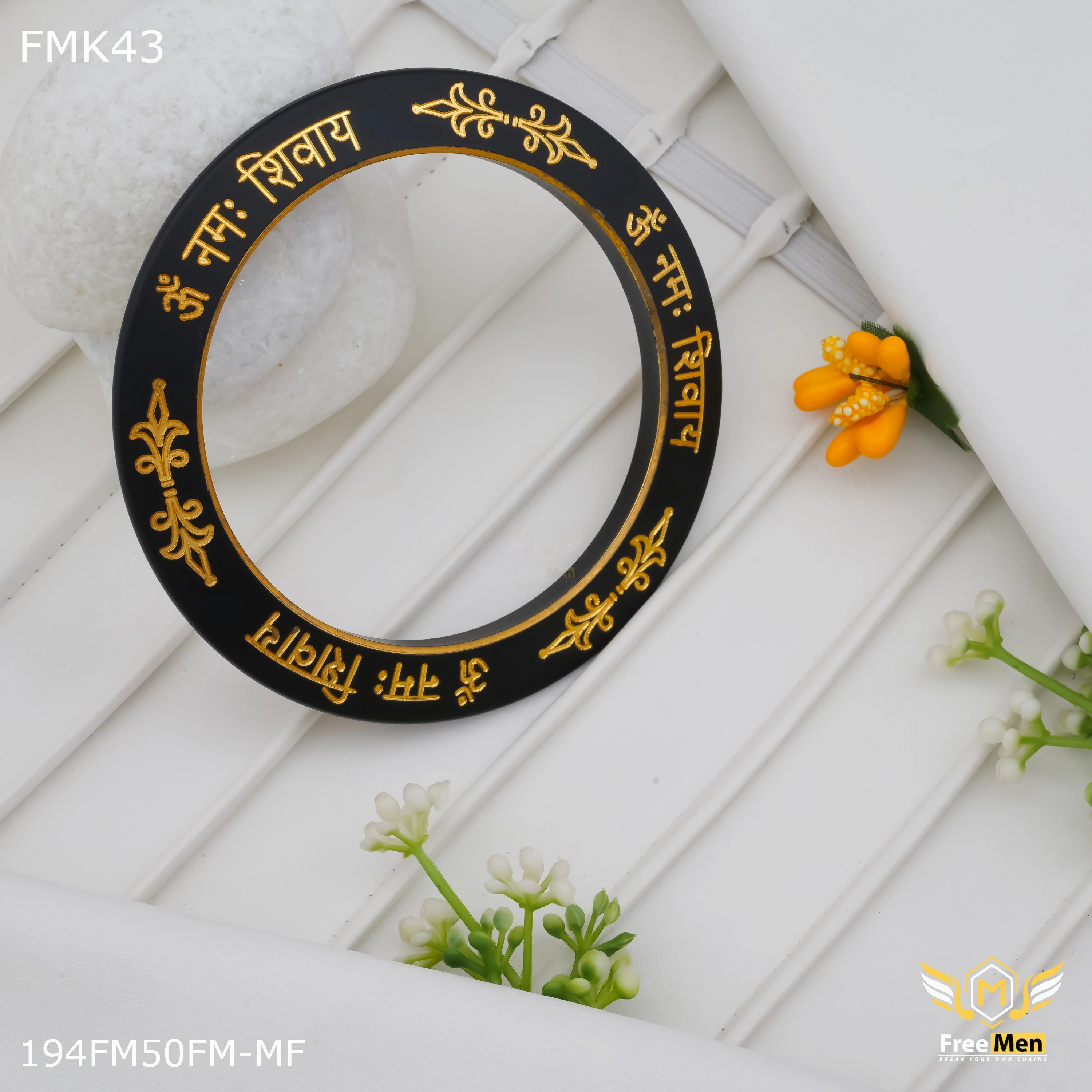 Elegant Craft Premium Shine FreeMen Om Namah Shivahy Black kada for Men FMK43