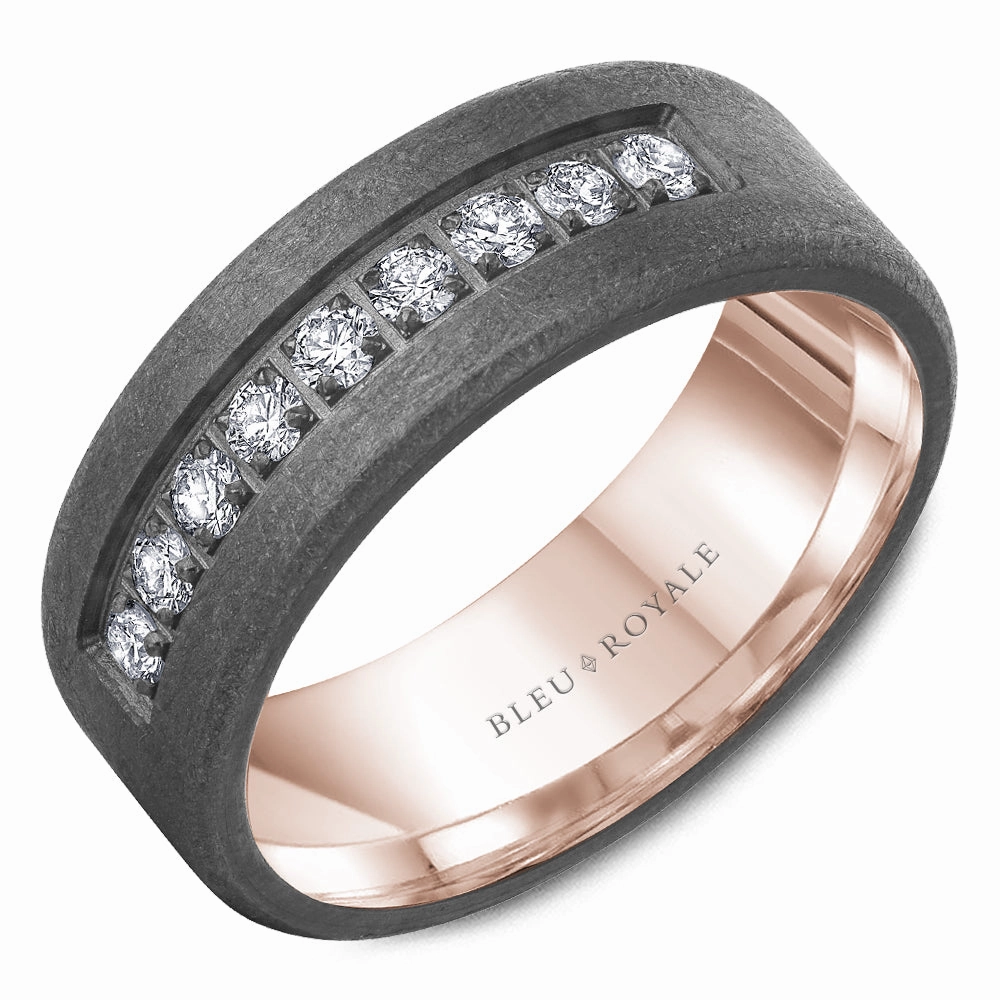 CrownRing Half Anniversary Wedding Ring in 14K Rose Gold/Tantalum  (0.45ctw) Daily Classic Elegant Keepsake