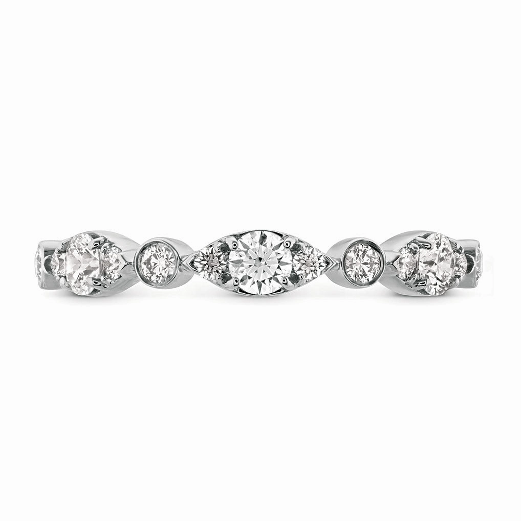Hearts On Fire Half Bezel Regal Diamond Wedding Ring in 18K White Gold (0.47ctw) Branded Adornment