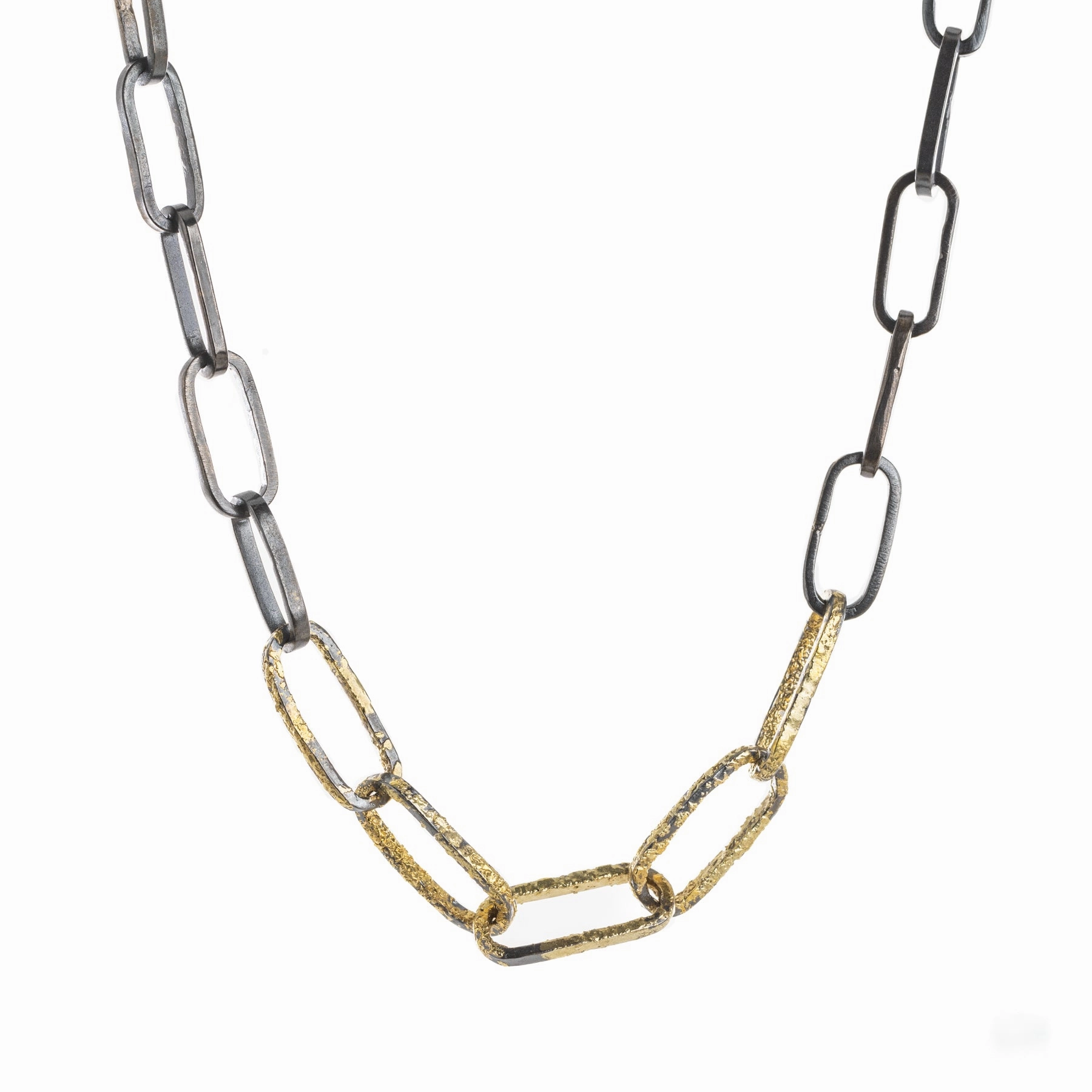 Dressed Look Bold Layering Heavyweight Black   Gold Chain Necklace - 22k/18k gold, Oxidized Silver