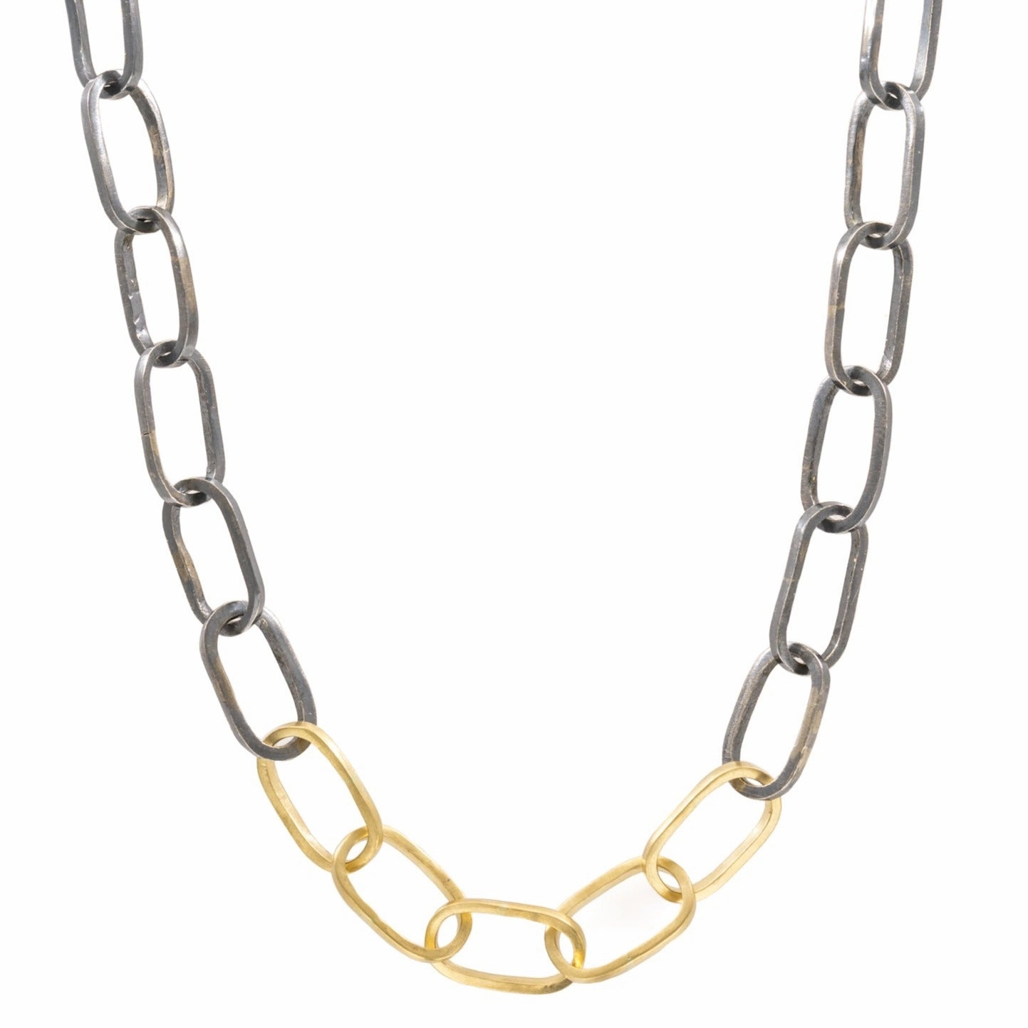 Radiant Finish Pieces Shining Edge Heavyweight Black   Gold Chain Necklace - 22k/18k gold, Oxidized Silver