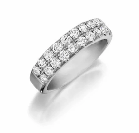 Henri Daussi 2 Row Diamond Wedding Ring in 14K White Gold (1.10ctw) Minimalist Product Ornate Gift