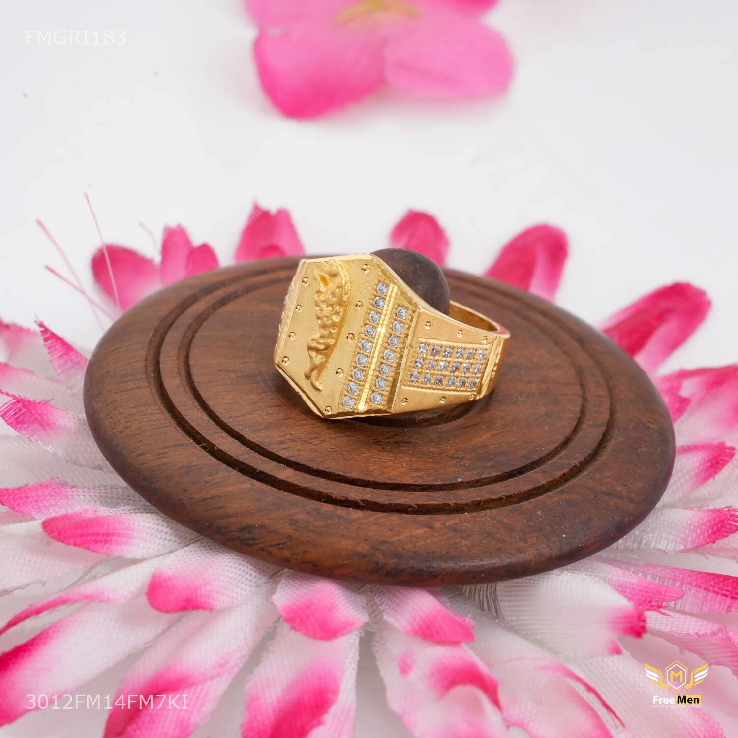 Hexagon shape with Jaugar AD Gold plated ring design for men - FMGRI183 Chic Gift