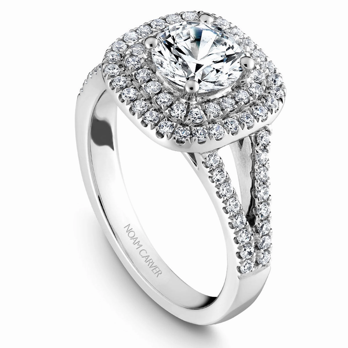 Fantastic Gift Noam Carver Double Halo Diamond Engagement Ring Setting in White Gold