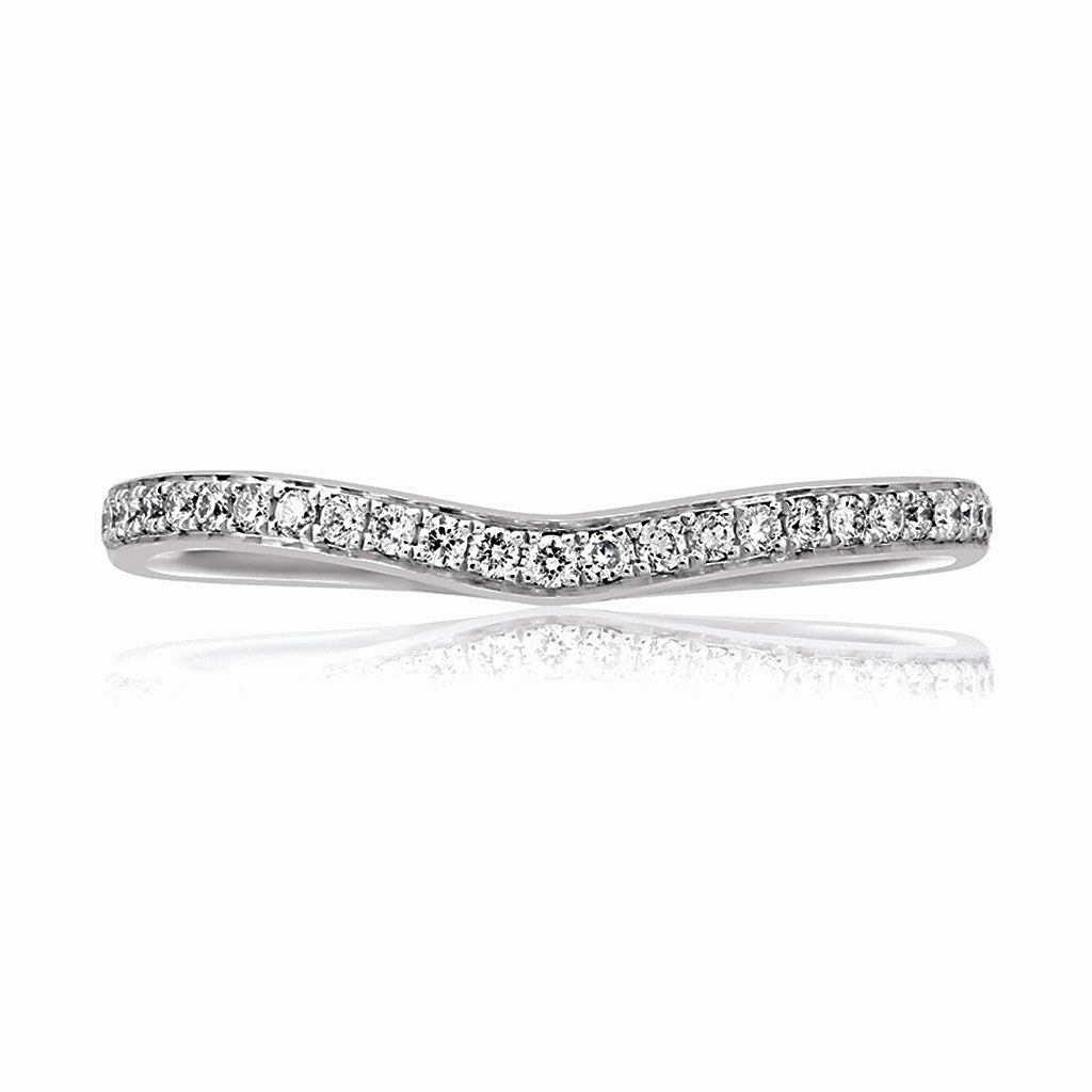 Gentle Contour A. Jaffe Art Deco Contour Diamond Wedding Band in White Gold
