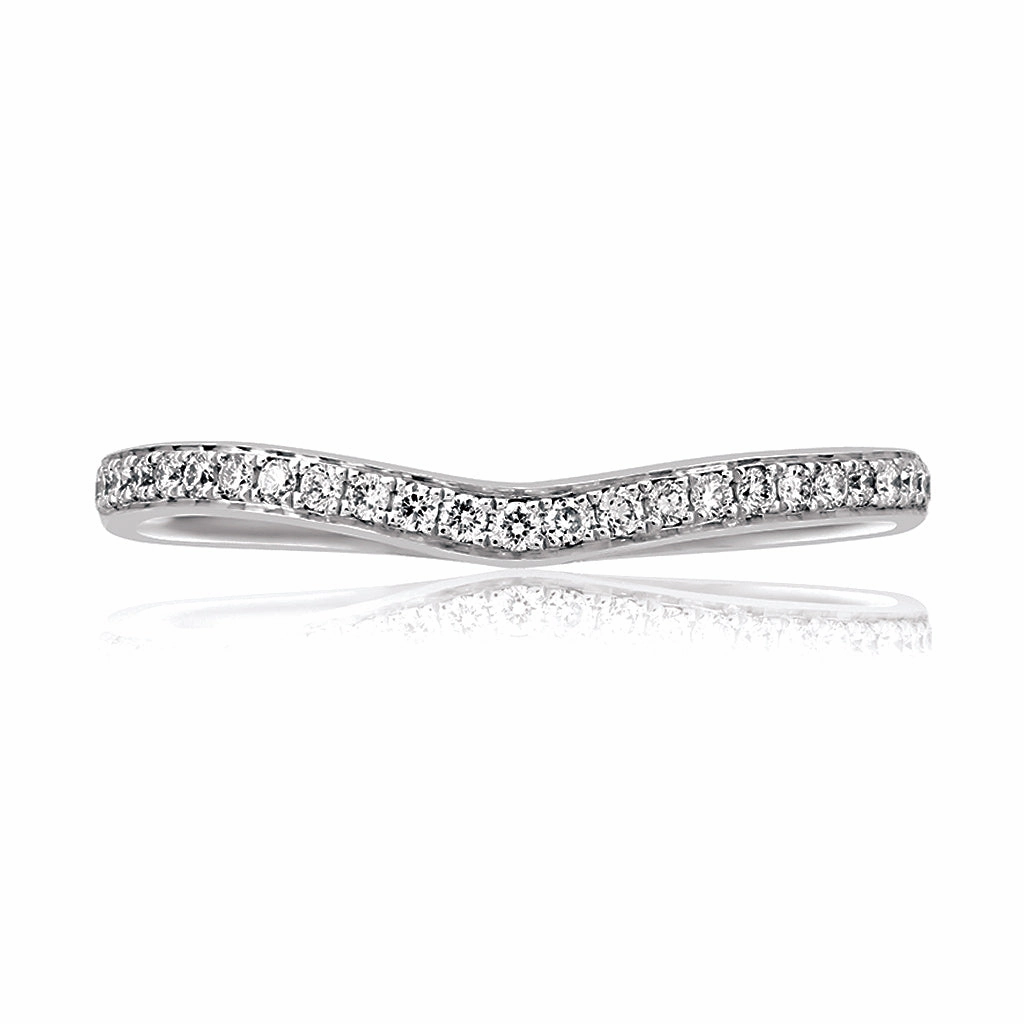Simple Mark A. Jaffe Art Deco Contour Diamond Wedding Band in White Gold