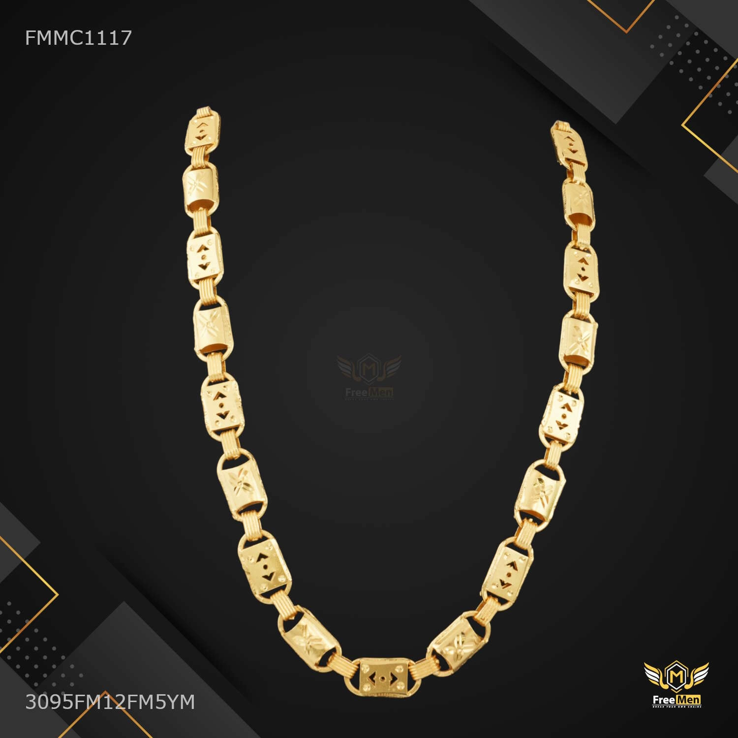Unique Vibe Luxury Shine Dual dot Arrow Nawabi with C cut Chain for Man - FMMC1117
