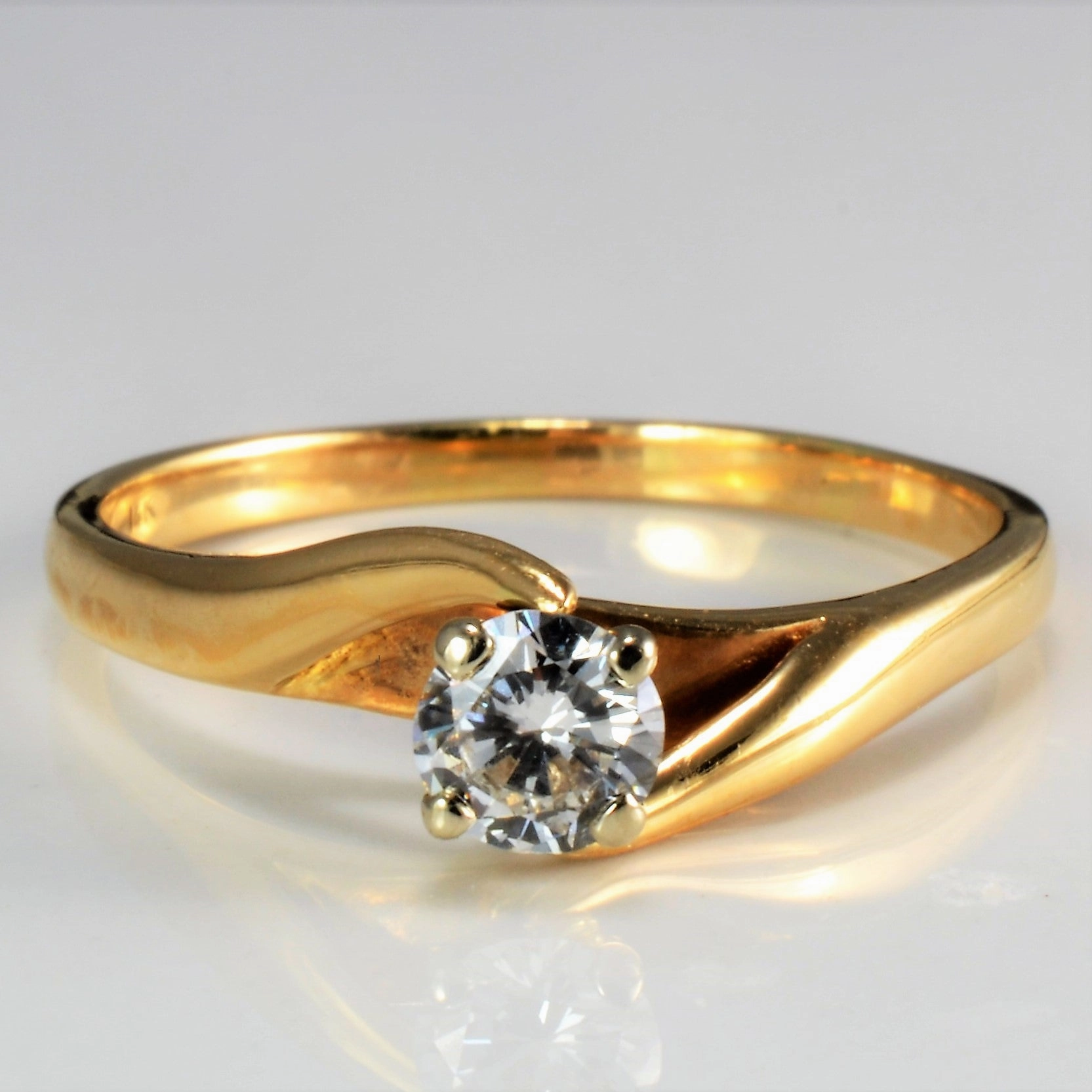 Glamour Shine High Set Solitaire Diamond Bypass Ring | 0.39ct SI1 H | SZ 9.75 |