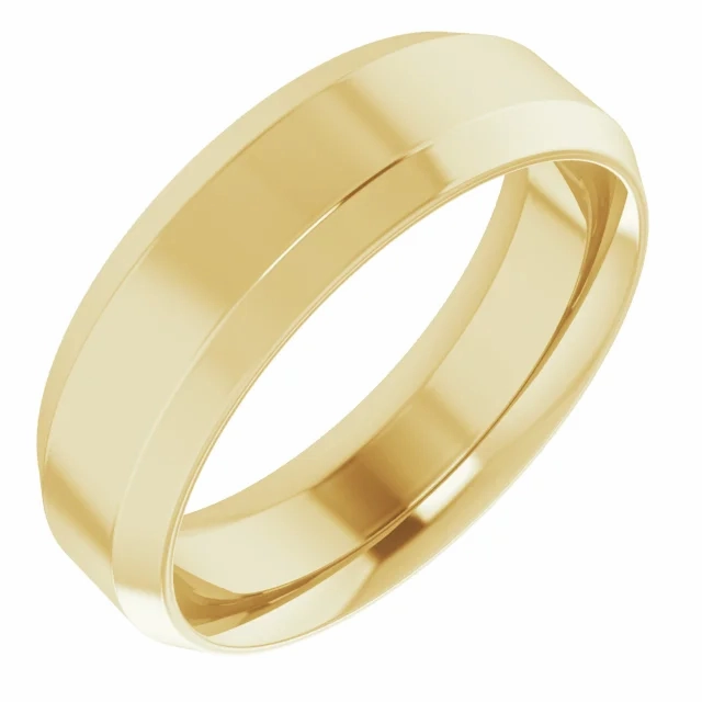 Resilient Style 14K Yellow 6 mm Beveled-Edge Comfort-Fit Band Size 9.5