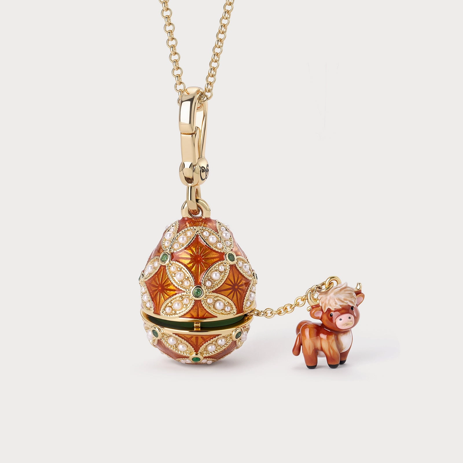 Spring Detail For Grandpa Highland Cow Locket Necklace