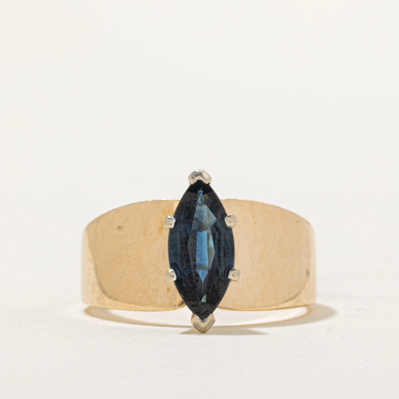 Marquise Cut Sapphire Chunky Ring | 1.76ct | SZ 8.75 Handmade Details