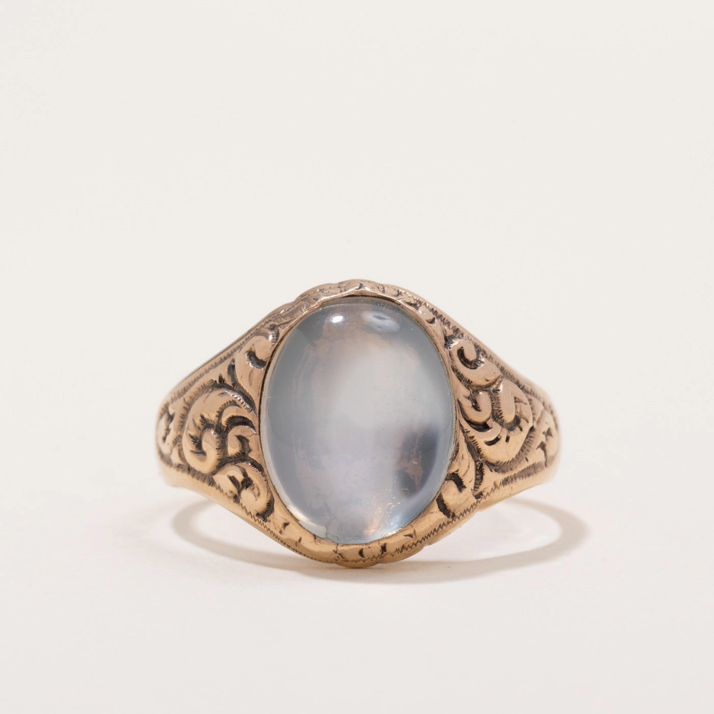 Antique Moonstone Cocktail Ring | 3.50ct | SZ 10.75 | Gold Accent Natural Flow