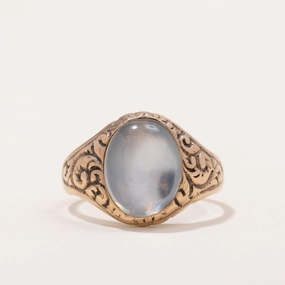 Antique Moonstone Cocktail Ring | 3.50ct | SZ 10.75 | Gold Accent Natural Flow