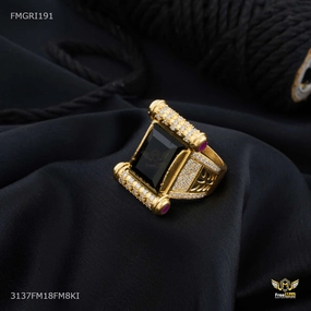 Artisan Made Anniversary Present Shini Long Black AD ring design for men - FMGRI191