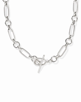 Kendra Scott Sylvia Silver Metal Link and Chain Necklace Fresh Design